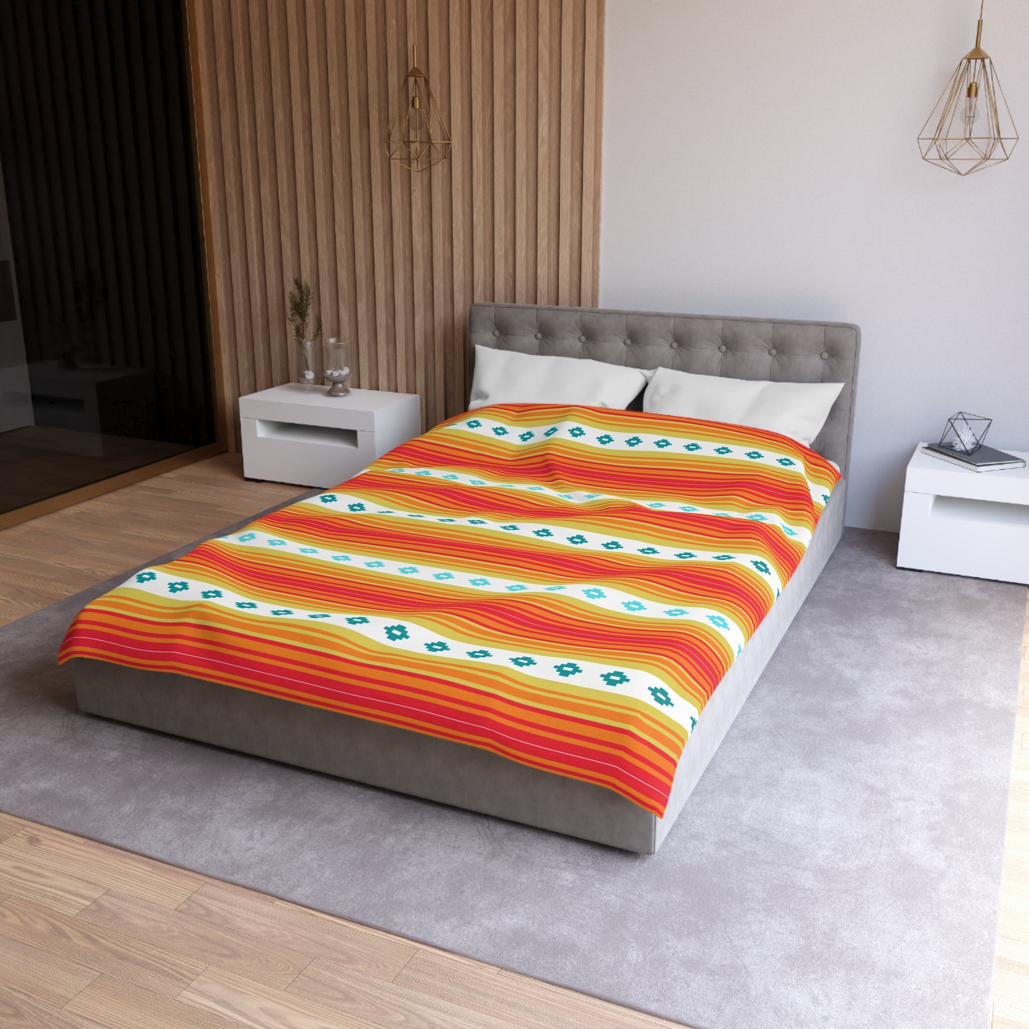Southwestern Boho Bedroom Bedding Set - Soft Microfiber Duvet Cover with Piping - Queen, King, Full & Twin Sizes - Perfect for Guest Rooms & Vacation Homes