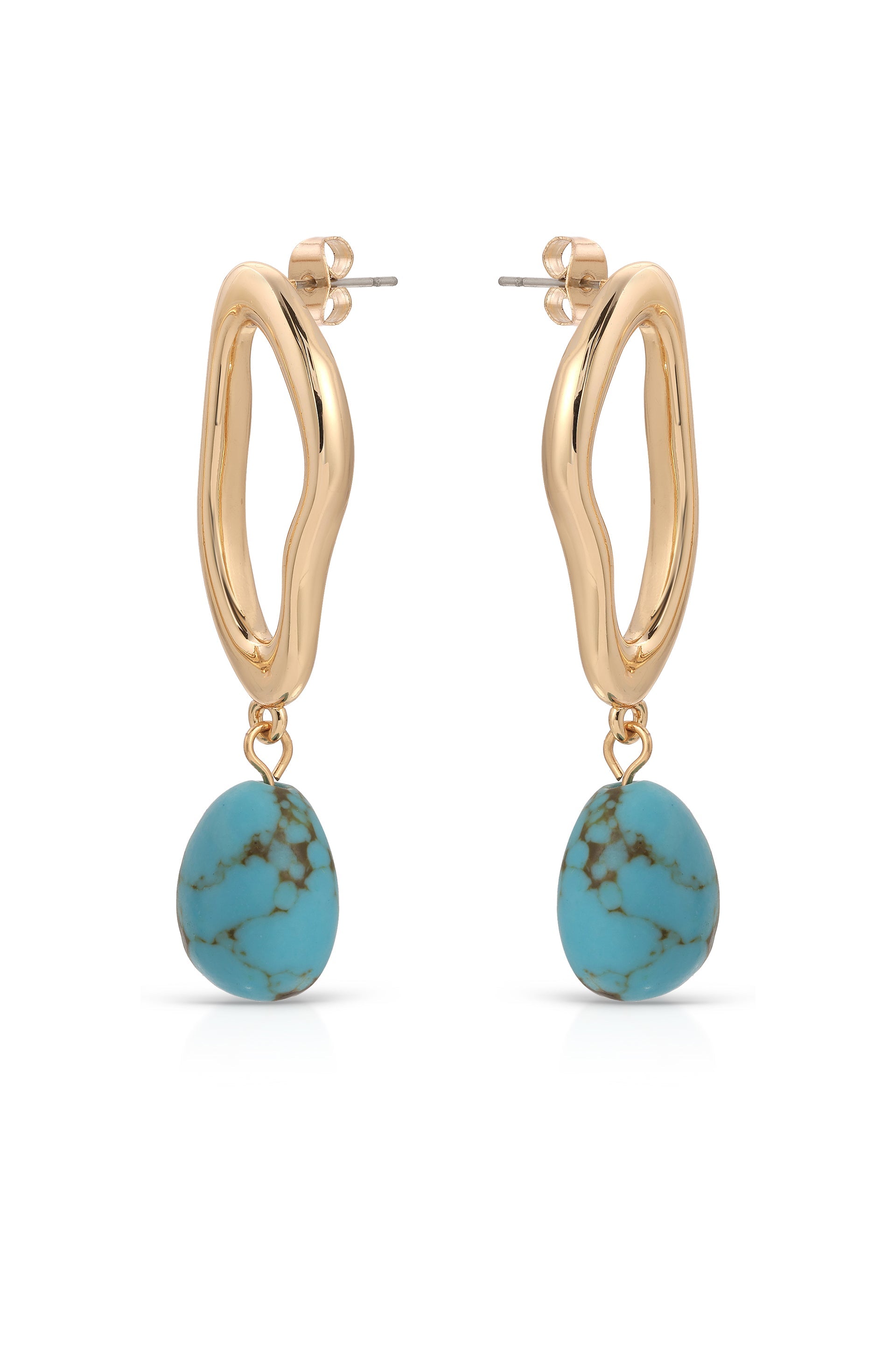 Open Circle Turquoise Dangle Earrings for Women - Boho Chic Handmade Jewelry - Perfect for Parties, Weddings & Everyday Wear
