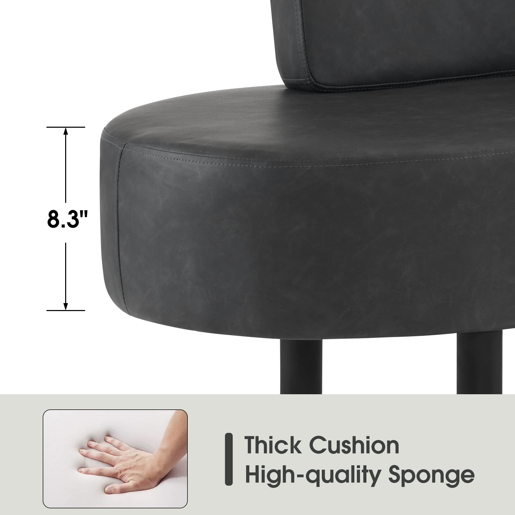 Premium Leather Upholstered Waiting Room Chairs - BarberPub Reception Settee Bench with Backrest, Dark Grey Salon & Office Furniture W702 | Perfect for Barber Shops, Hair Salons, Clinics & Restaurant Waiting Areas