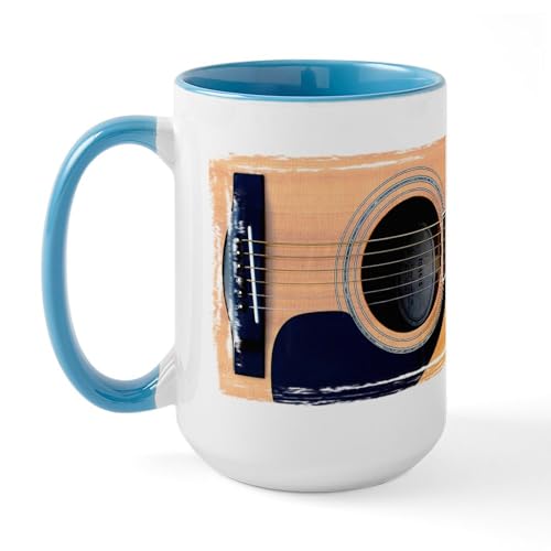 White/Blue Inside - Acoustic Guitar Large Mug