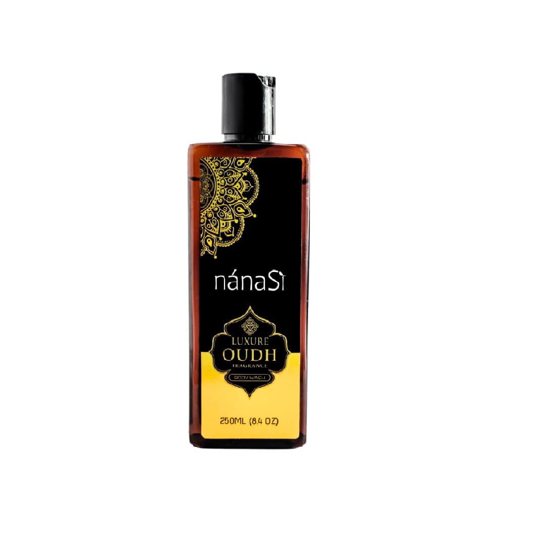 NánaSì Luxure Oudh Fragrance Body Wash Gel with Vitamin C - 250ml (Pack of 2) | Long-Lasting Scent, Hydrating & Moisturizing Shower Gel for Women & Men | Paraben-Free, SLS-Free, Vegan Formula | Perfect for Daily Use, Spa Days & Gift Giving