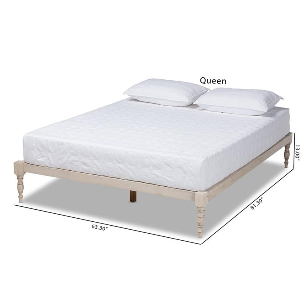 BOWERY HILL Queen Size White Finished Wood Platform Bed Frame - Sturdy Modern Bedroom Furniture for Home Decor, Perfect for Master Bedroom, Guest Room & Apartment