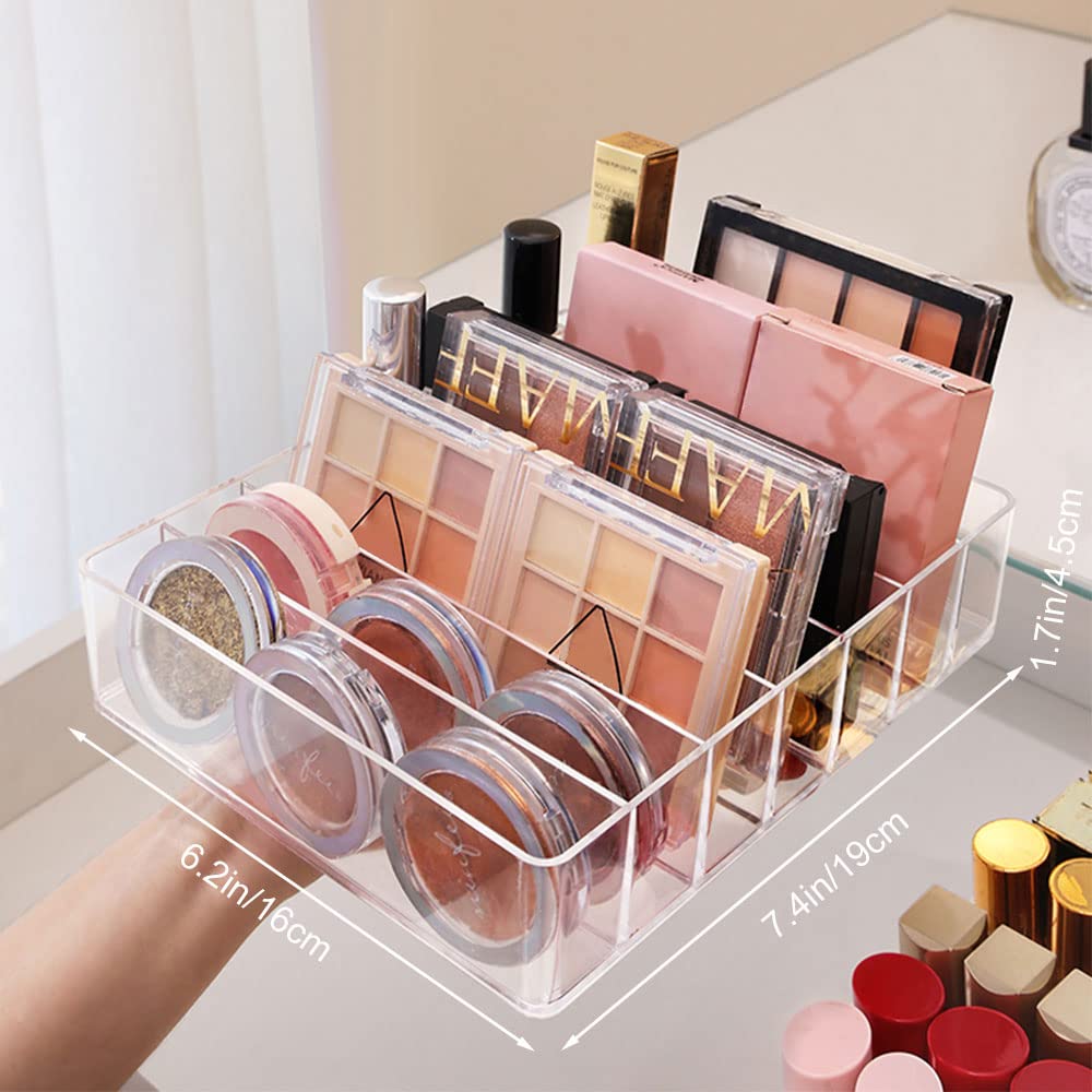 TWUTGAYW Acrylic Eyeshadow Palette Organizer - 7-Section Clear Makeup Storage for Vanity, Cosmetics, Skincare | Perfect for Bedroom Cabinet, Drawer & Countertop Organization