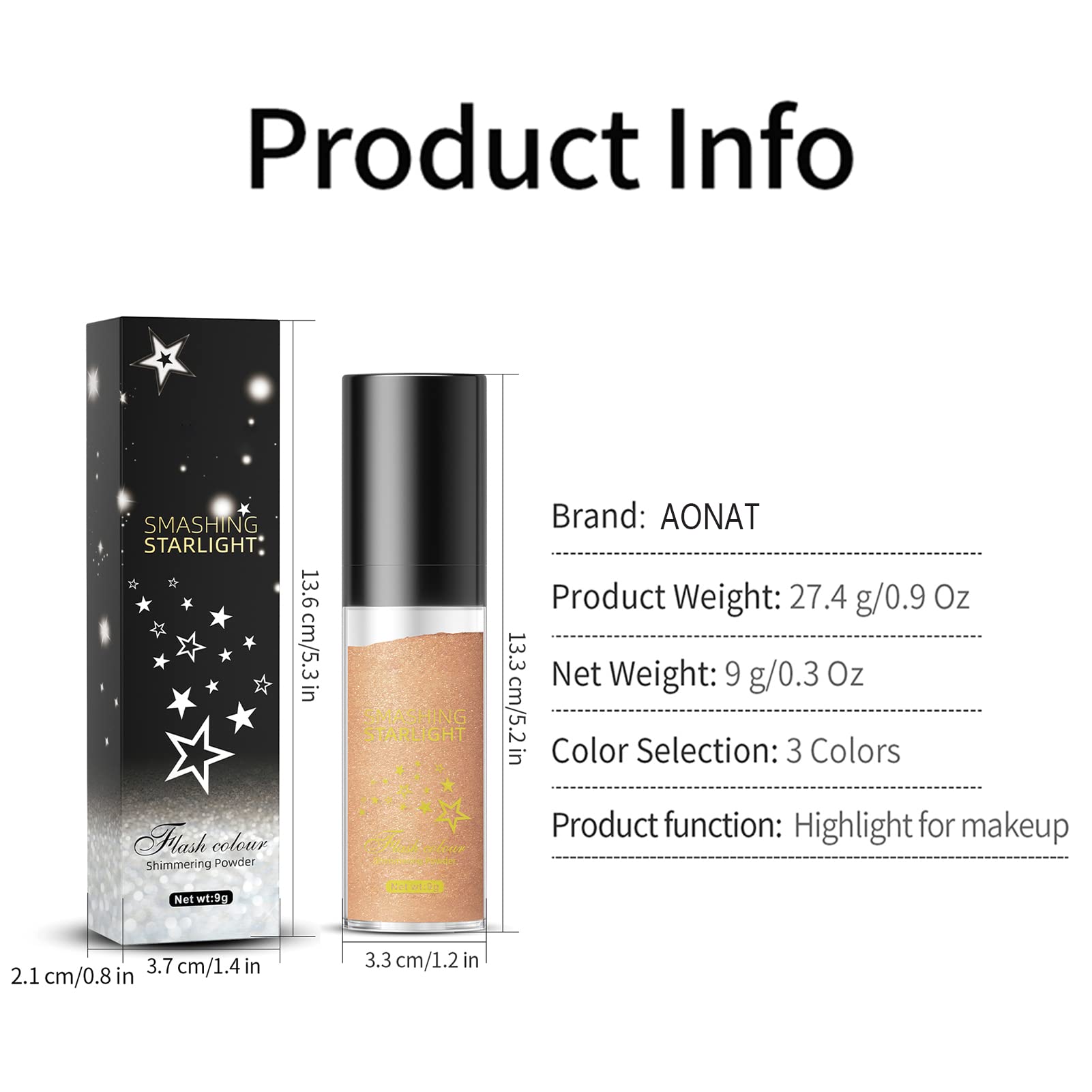 AONAT Highlighter Powder Stick - Shimmer Glitter Body & Hair Makeup for Face, Eyes, Lips - Perfect for Festival, Party, Cosplay & Special Occasion Makeup (01-White)