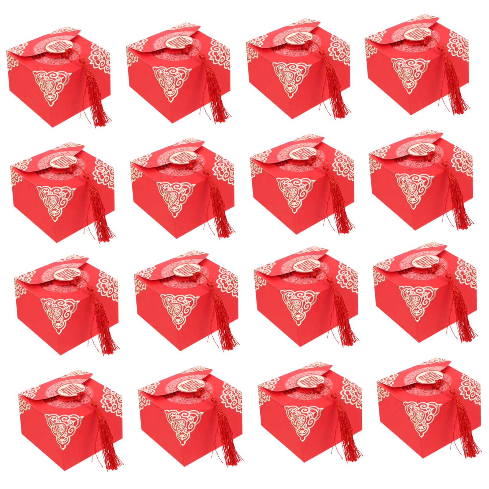 ABOOFAN 20-Piece Chinese Candy Box Set - Red Cellophane Gift Bags with Tassels for Wedding, Baby Shower & Party Favors | DIY Cake Cookie Chocolate Snack Containers | Perfect for Bridal Gifts, Anniversary Celebrations & Holiday Treats