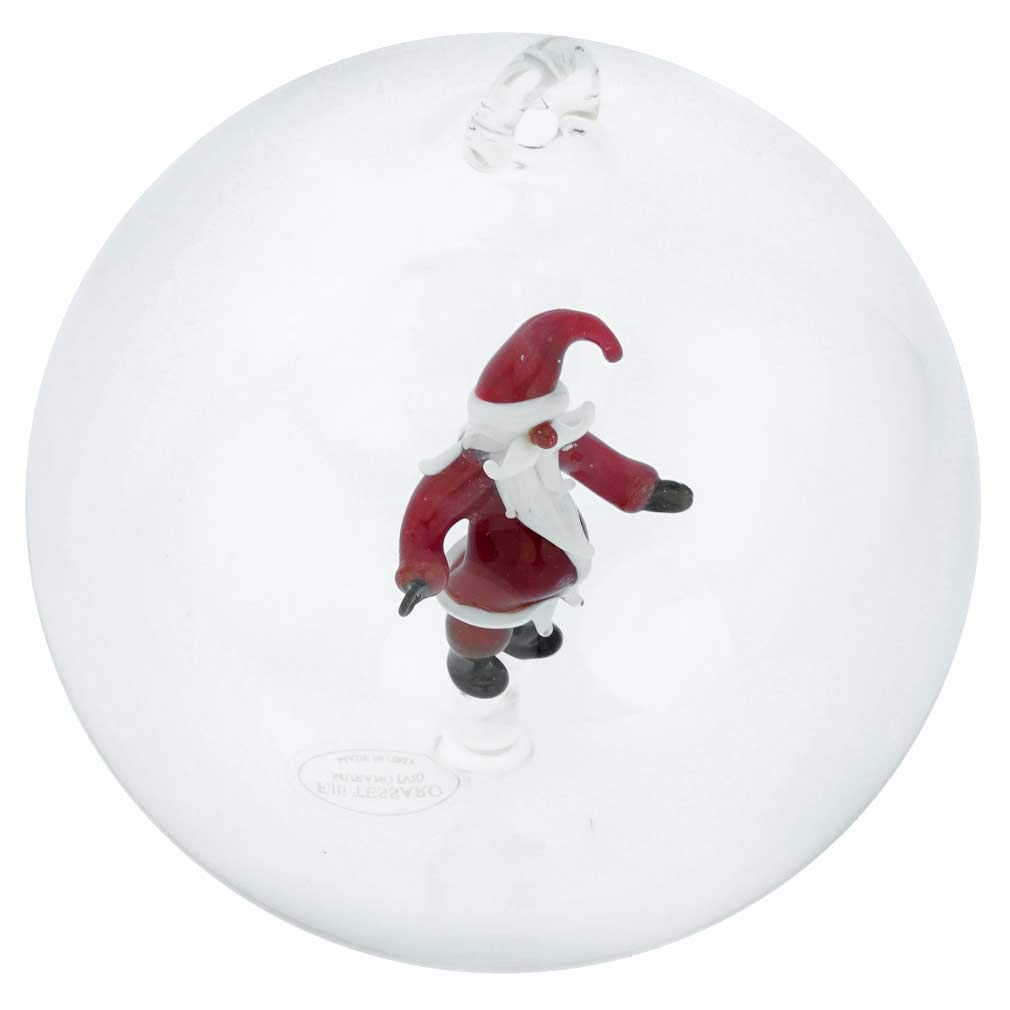 Authentic Murano Glass Santa Christmas Ornament - Handcrafted in Venice, Italy | Perfect for Holiday Tree Decorations, Gift Giving & Festive Home Decor