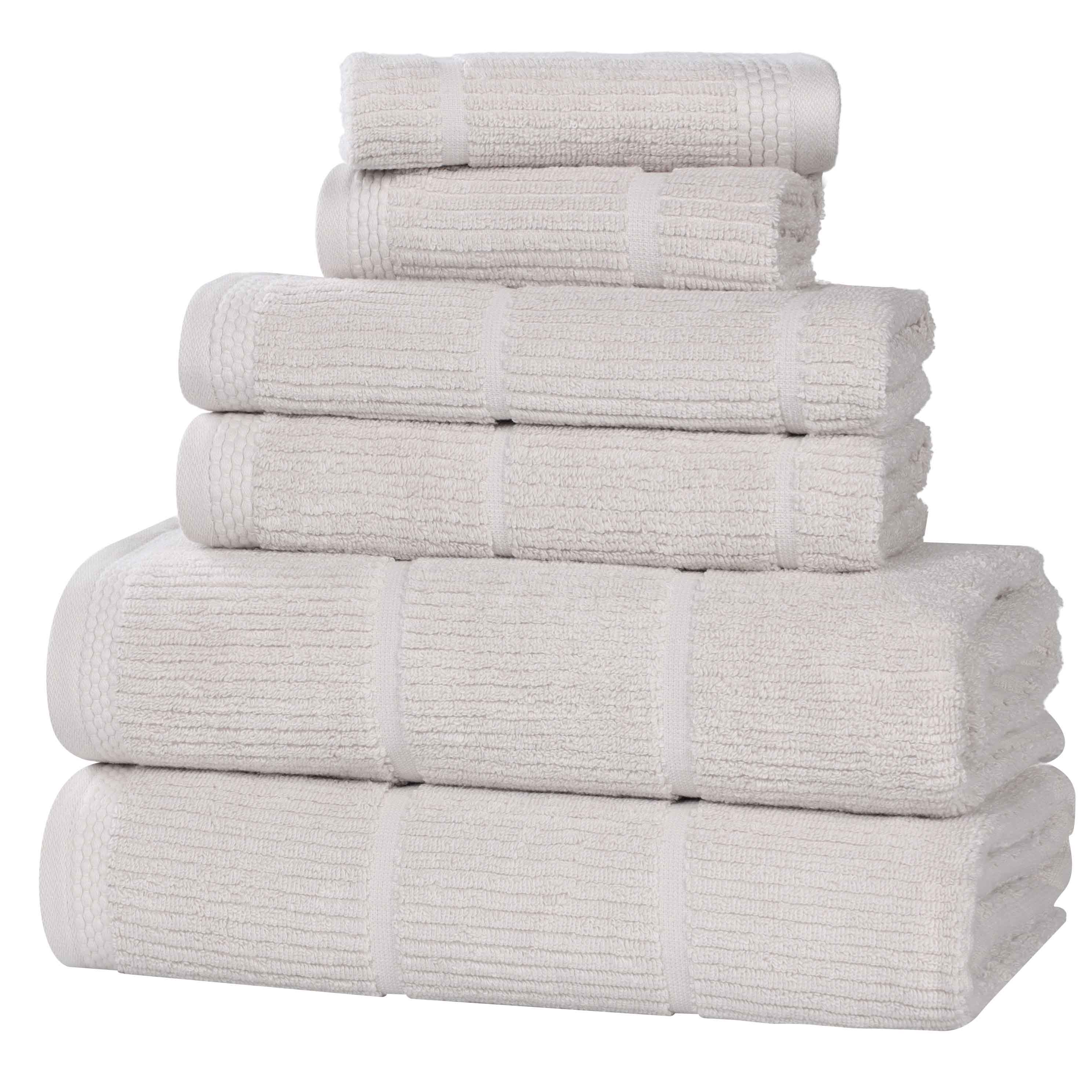 Milo Smart Twist Cotton Solid Ribbed Design 6-Piece Bath Towel Set - Soft & Absorbent for Spa, Gym, and Home Use