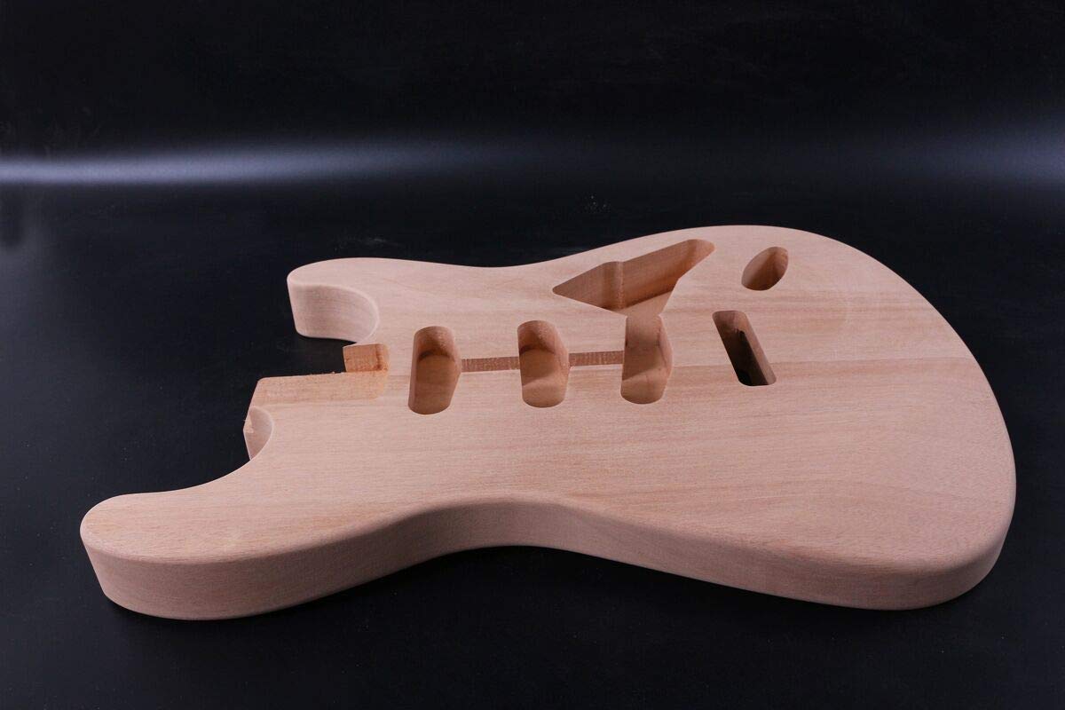 Premium Unfinished Mahogany Guitar Body for DIY Electric Guitar - Hard Tail Bridge & SSS Pickup Configuration - Perfect for Custom Builds, Upgrades, and Replacement Parts - Ideal for Musicians, Luthiers, and Guitar Enthusiasts