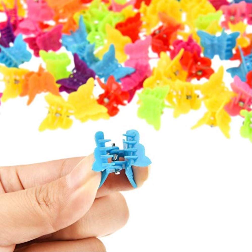 Colorful Butterfly Hair Clips 100pcs - Women & Girls Hair Accessories for Party & Daily Use
