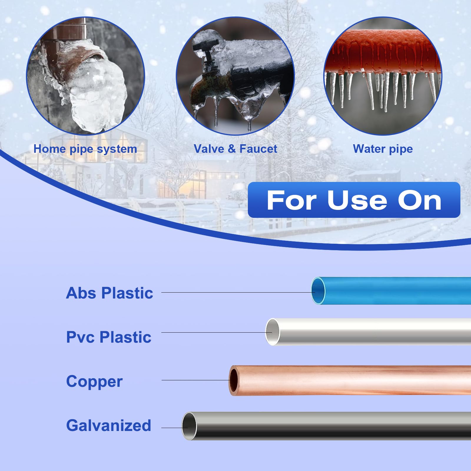 3FT-160FT Self-Regulating Heat Tape for Water Pipes -40°F to 122°F, Deicing Pipe Heating Cable with Built-in Thermostat, 120V 8W/ft (100FT) - Prevent Frozen Pipes in Winter for Roof Gutters, Exposed Pipes & Outdoor Water Hoses