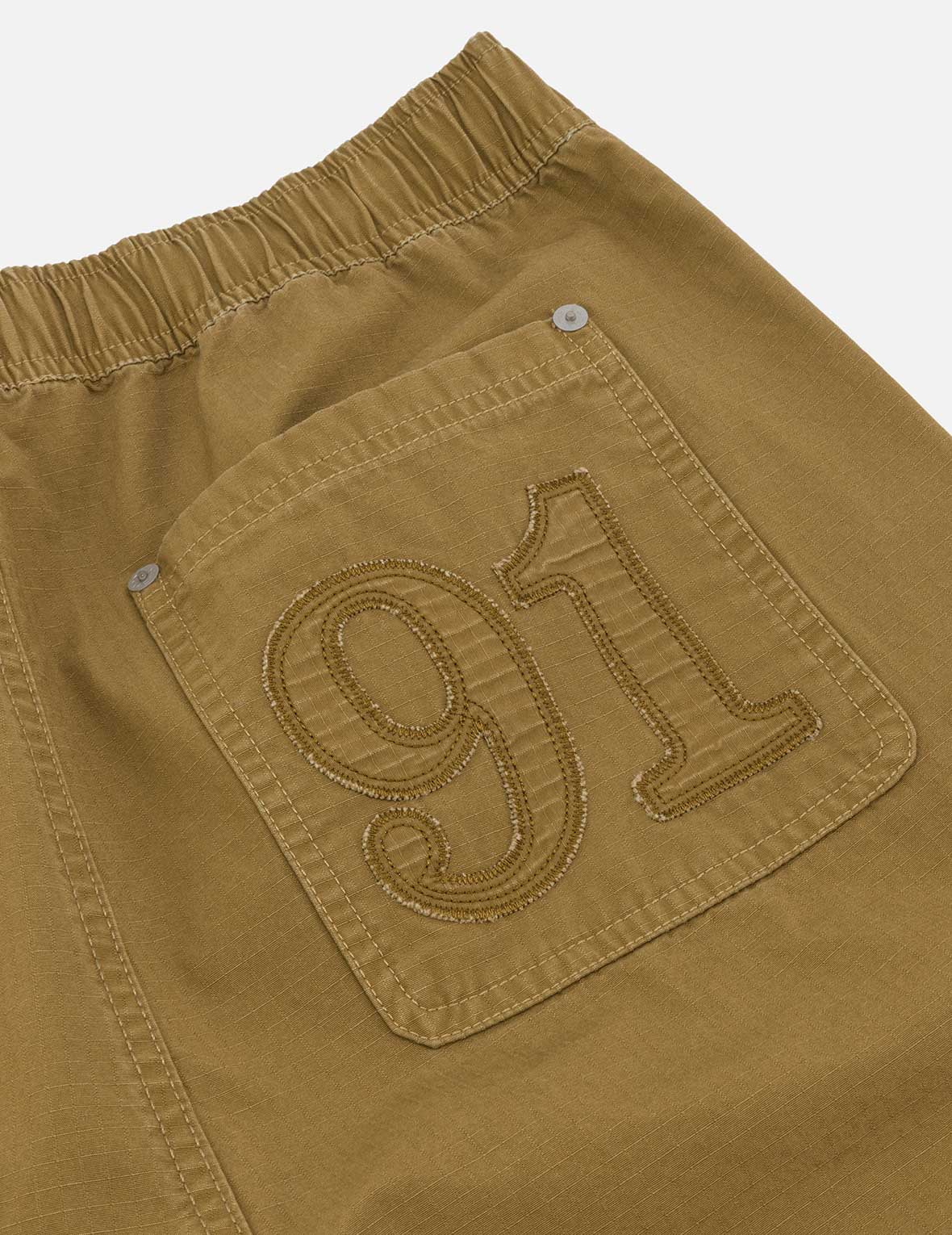 Kamon & 91 Appliqué Embroidery Cargo Shorts for Men - Comfortable Regular Fit Casual Pants with Multiple Pockets - Perfect for Outdoor Activities, Hiking, and Summer Adventures