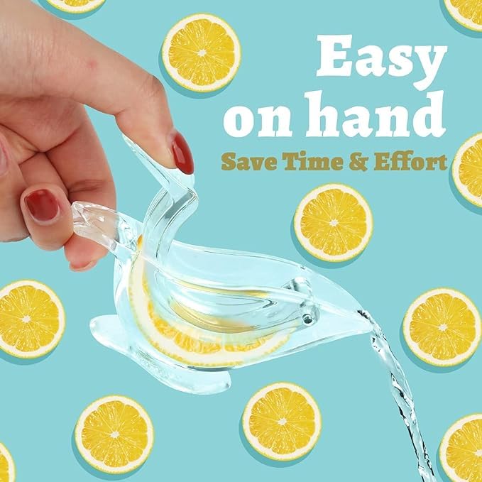 Premium Manual Lemon Juicer - Acrylic Handheld Citrus Press for Orange, Lime & Pomegranate | Transparent Portable Fruit Squeezer with Elegant Bird Design | Perfect for Cocktails, Baking & Healthy Juicing at Home