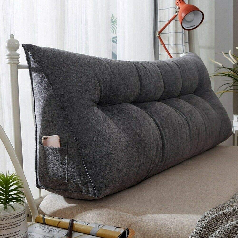Triangular Wedge Cushion - Adjustable Bed Backrest & Lumbar Support Pillow with Removable Velvet Cover (Light Grey, 120cm) - Perfect for Reading in Bed, Office Chair Support, Daybed Lounging & Back Pain Relief