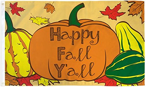 Happy Fall Y'all Flag 3x5ft - Autumn Thanksgiving Decor, Halloween Party Supplies, Outdoor Yard Banner for Seasonal Home Decoration - Perfect for Front Porch, Fall Festivals & Haunted Houses