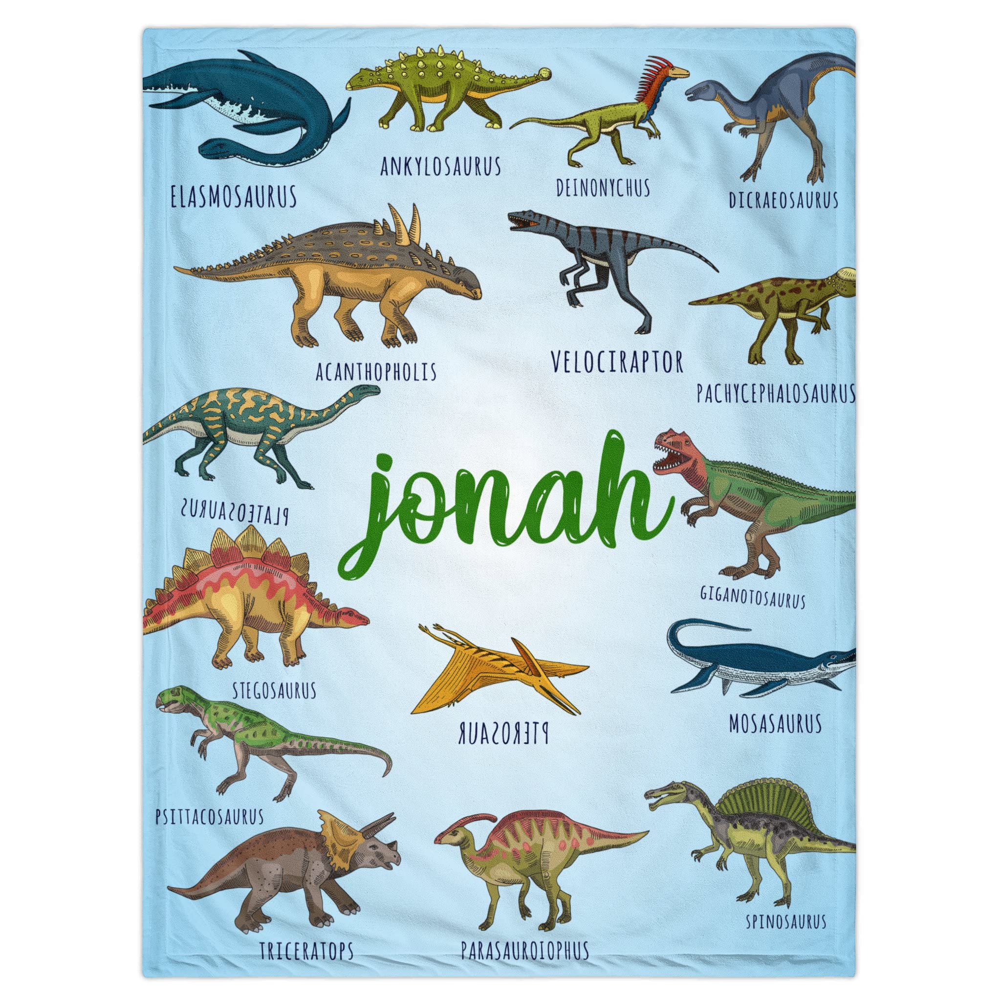 **Personalized Dinosaur Blanket for Kids - Custom Name Soft Flannel Fleece Throw Blanket with Dinosaur Pattern - Perfect Gift for Dinosaur Lovers - Lightweight & Cozy for Bed, Sofa, Nursery, Camping & Travel**