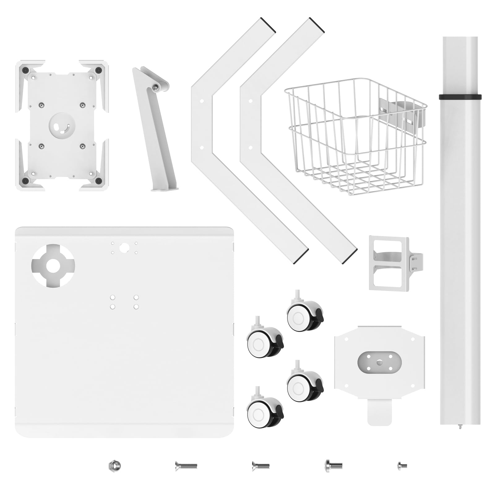 Adjustable Rolling Medical Cart with Pneumatic Mobile Workstation - iPad Enclosure for 9.7-13