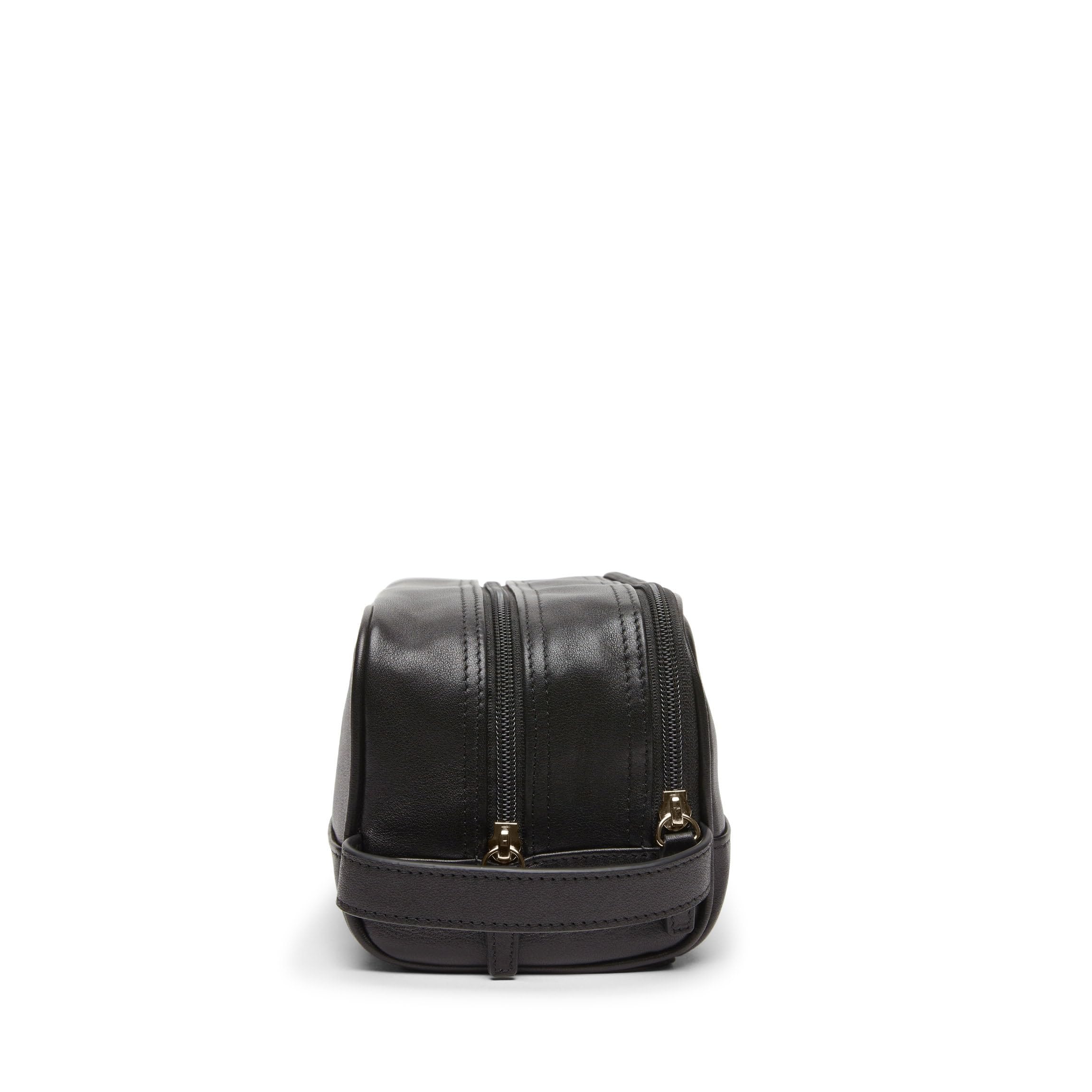 Leatherology Small Double Zip Toiletry Bag - Premium Leather Travel Cosmetic Case for Men & Women | Perfect for Airplane Carry-on, Gym Essentials & Weekend Getaways