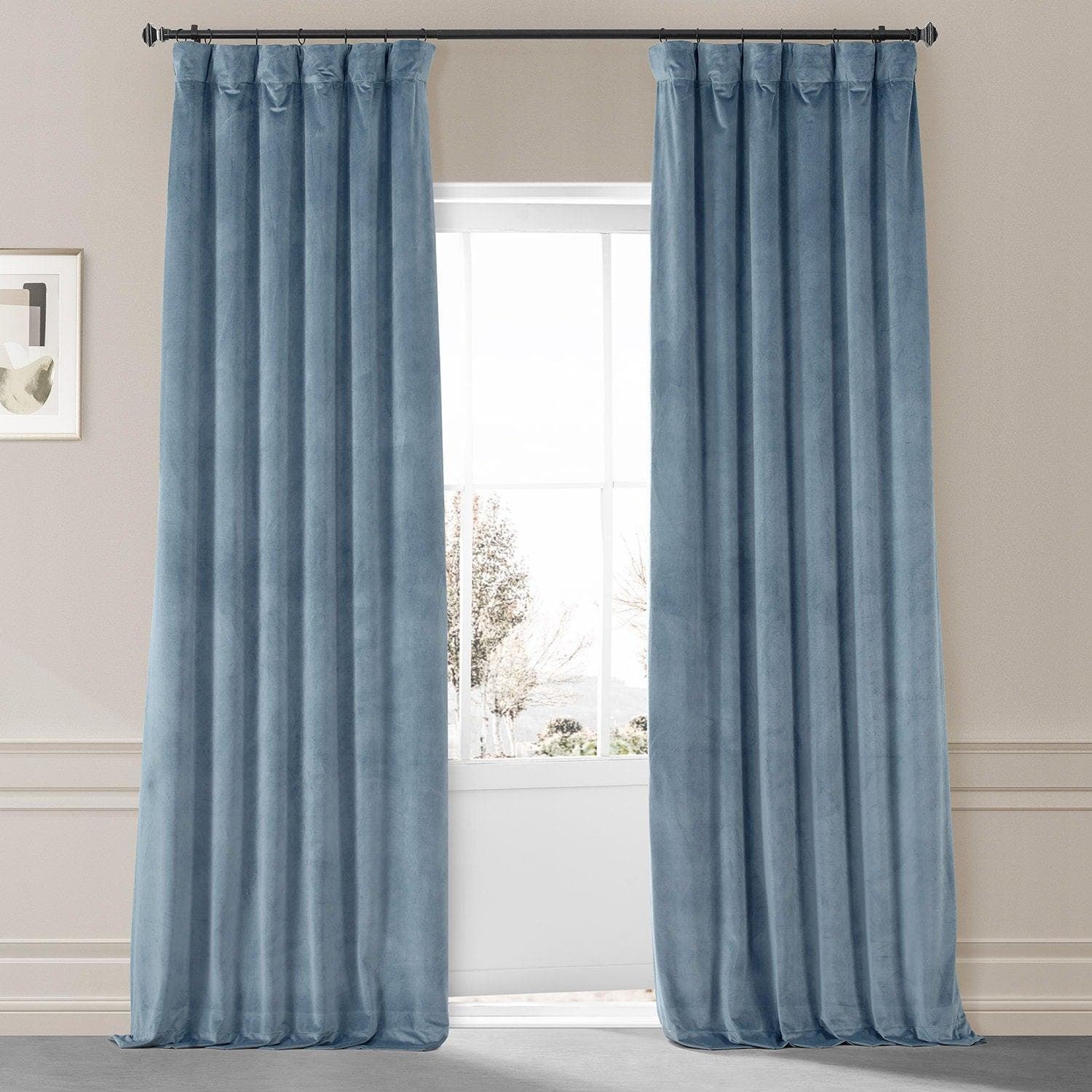 Luxury Copenhagen Blue Signature Plush Velvet Blackout Curtains for Bedroom & Hotel - Thermal Insulated, Noise Reducing, Room Darkening Drapes for Better Sleep & Privacy