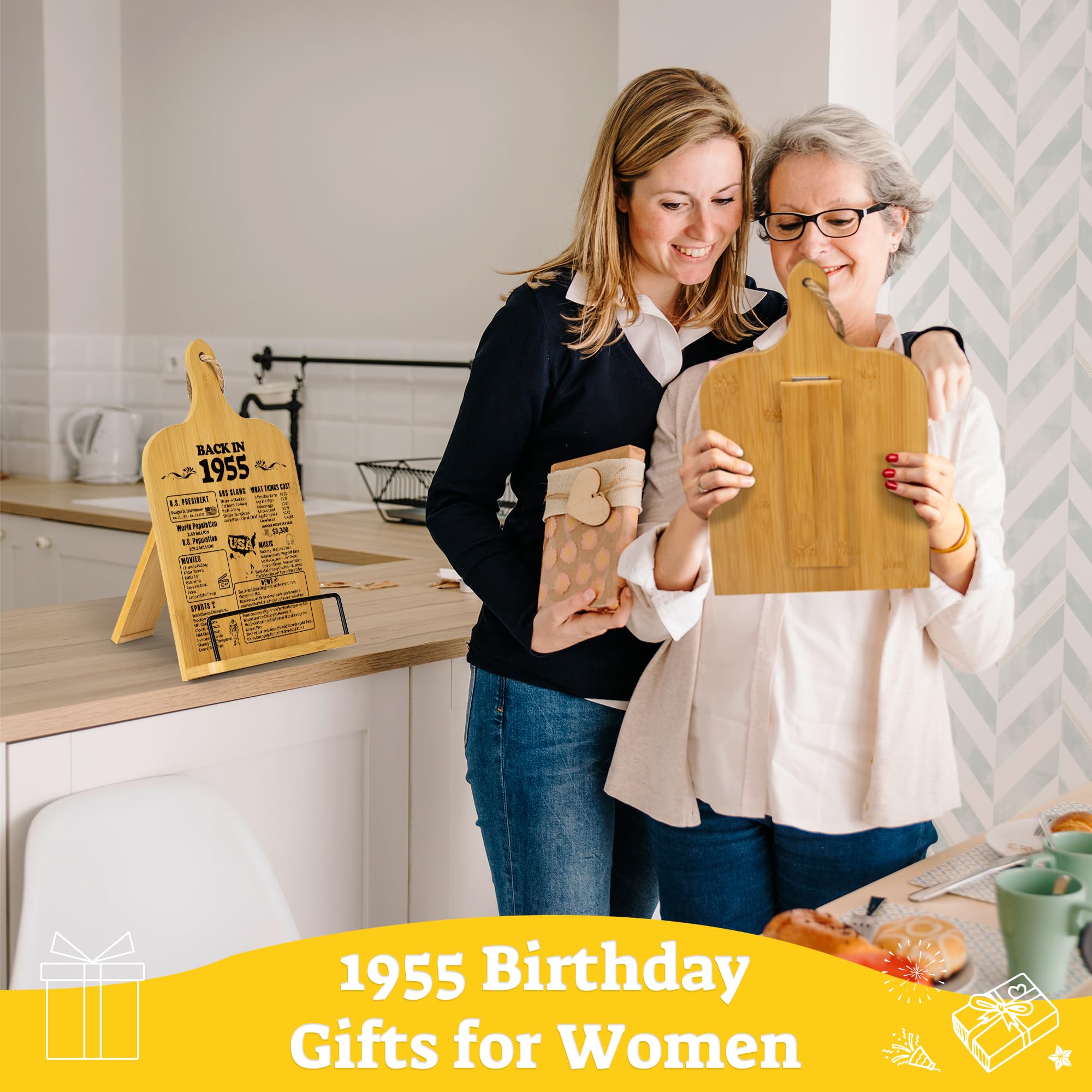70th Birthday Gifts for Women 1955 - Elegant Cookbook Stand for Kitchen Counter | Thoughtful 70th Birthday Present & Cookbook Holder | Perfect for Baking, Cooking & Kitchen Organization