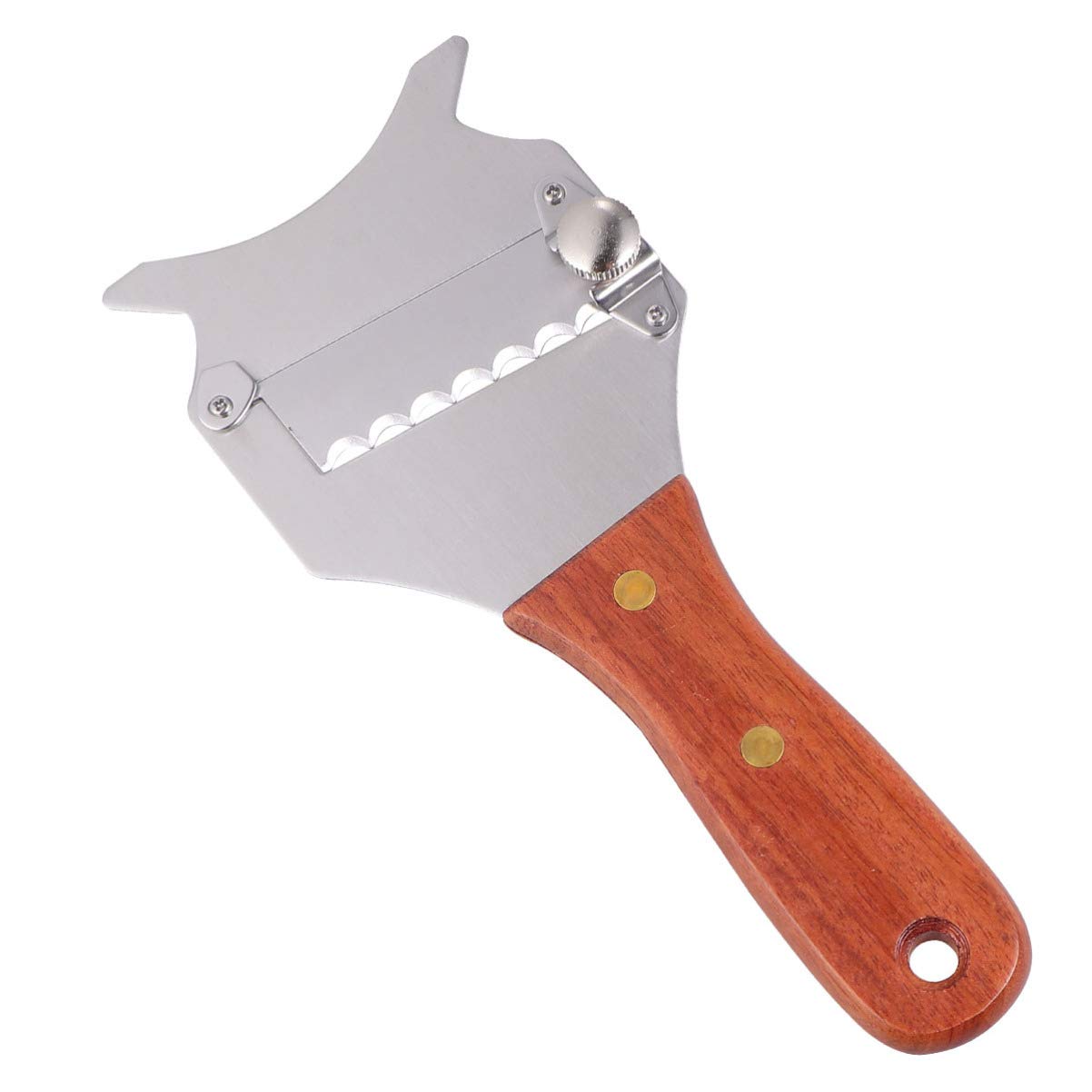 DOITOOL Adjustable Stainless Steel Onion Slicer - Multi-Purpose Kitchen Tool for Truffles, Cheese, Chocolate & Vegetables with Ergonomic Wood Handle | Perfect for Baking, Cooking & Food Prep