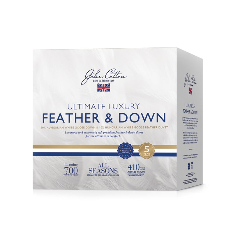 Premium John Cotton Hungarian 90/10 Goose Down & Feather Quilt - Ultra Soft Luxury Bedding for All Seasons - Perfect for Master Bedrooms, Guest Rooms & Cozy Winter Nights