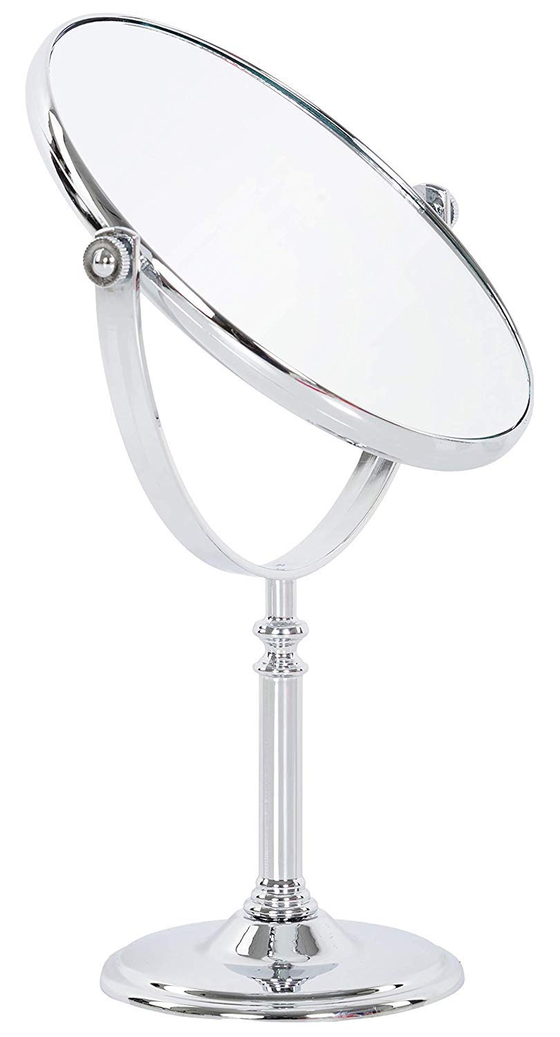 SWAMEY ISHIN Round Wooden Vanity Mirror - Natural Desktop Makeup Mirror with Stand, 1pc - Perfect for Dressing Table, Bedroom, Bathroom & Travel