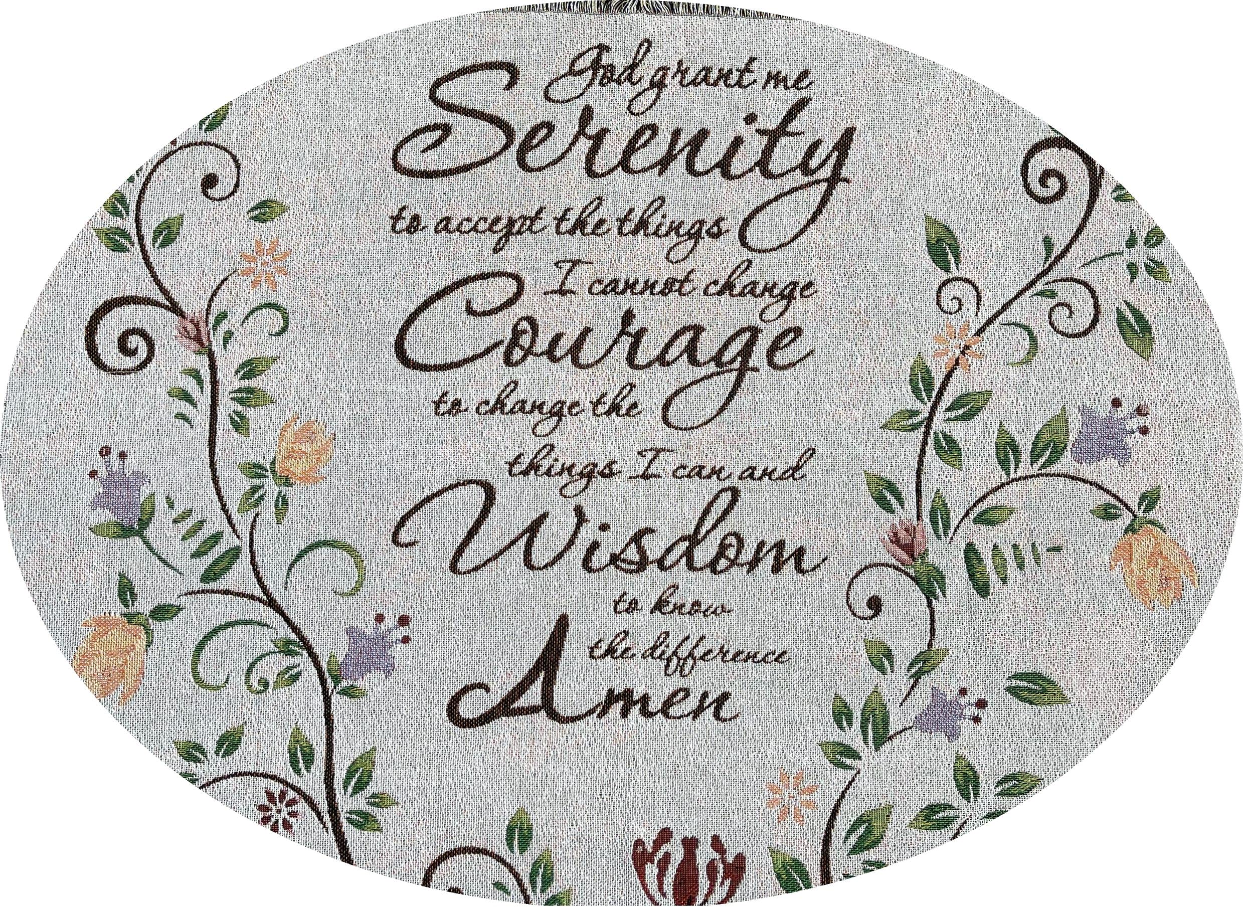 God Grant Me The Serenity Prayer Woven Tapestry - 50x60 Inch Soft Throw Blanket & Wall Hanging Decor with Fringe Tassels - Multipurpose for Bedroom, Living Room, Yoga Mat, Travel & Outdoor Use