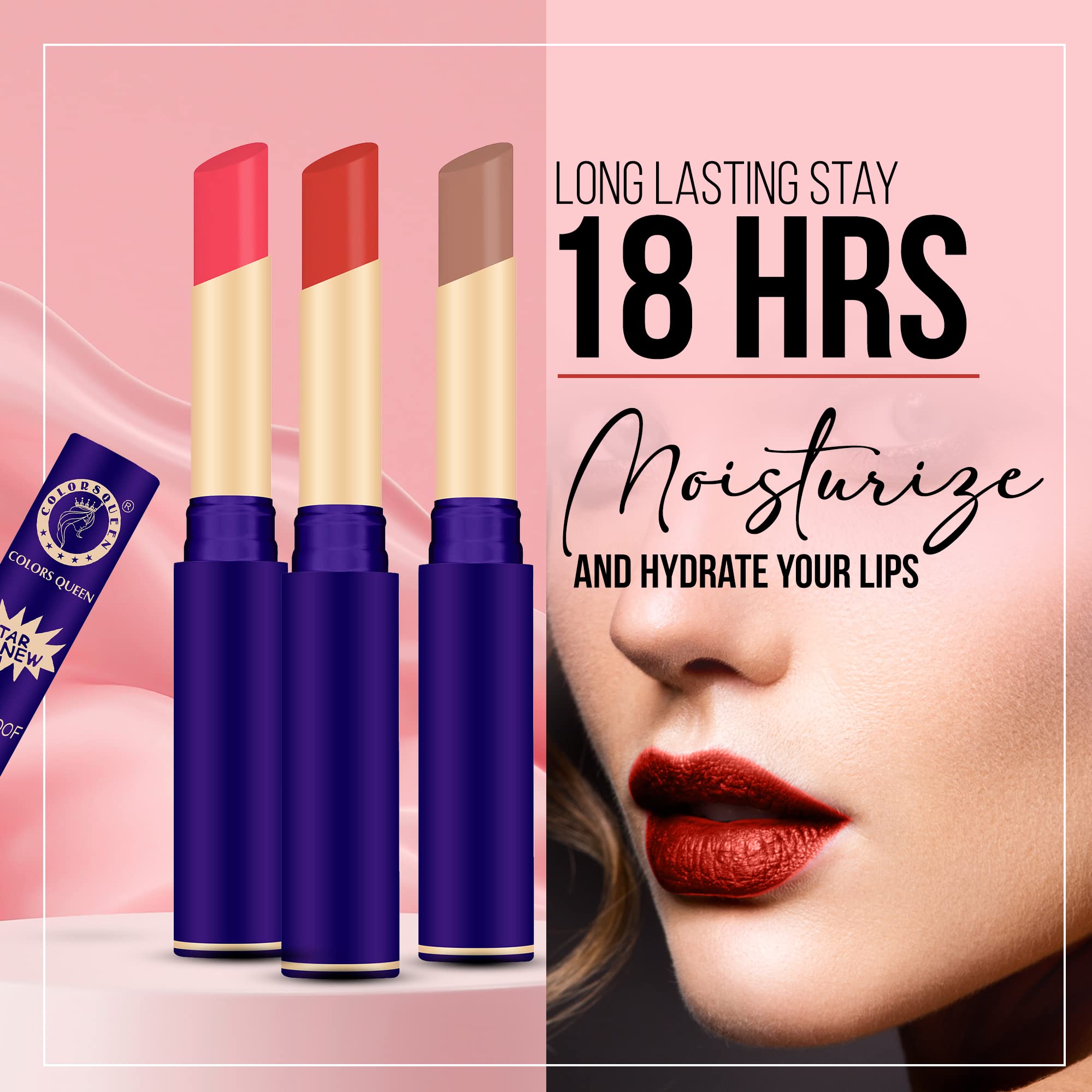 COLORS QUEEN Matte Lipstick - Hot Mahogany Long Lasting Lip Color for Women | Perfect for Date Night, Parties & Everyday Wear