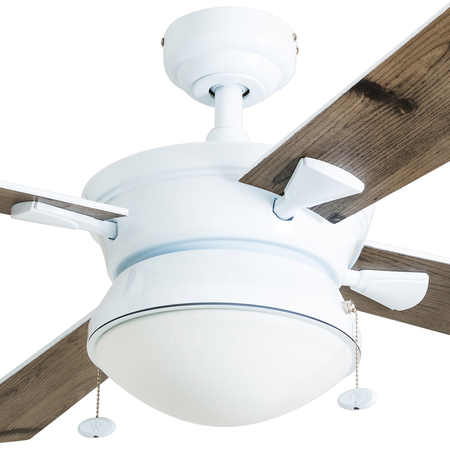 52 Inch White Auletta Ceiling Fan with Pull Chain - Indoor/Outdoor Use for Living Room, Bedroom, Patio & Covered Porch