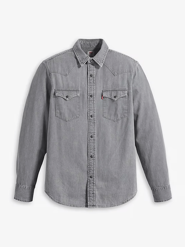 Levi's Men's Classic Western Standard Shirt - Norman Grey Wash | Vintage Denim Button-Up Shirt for Casual Wear & Country Style Outfits