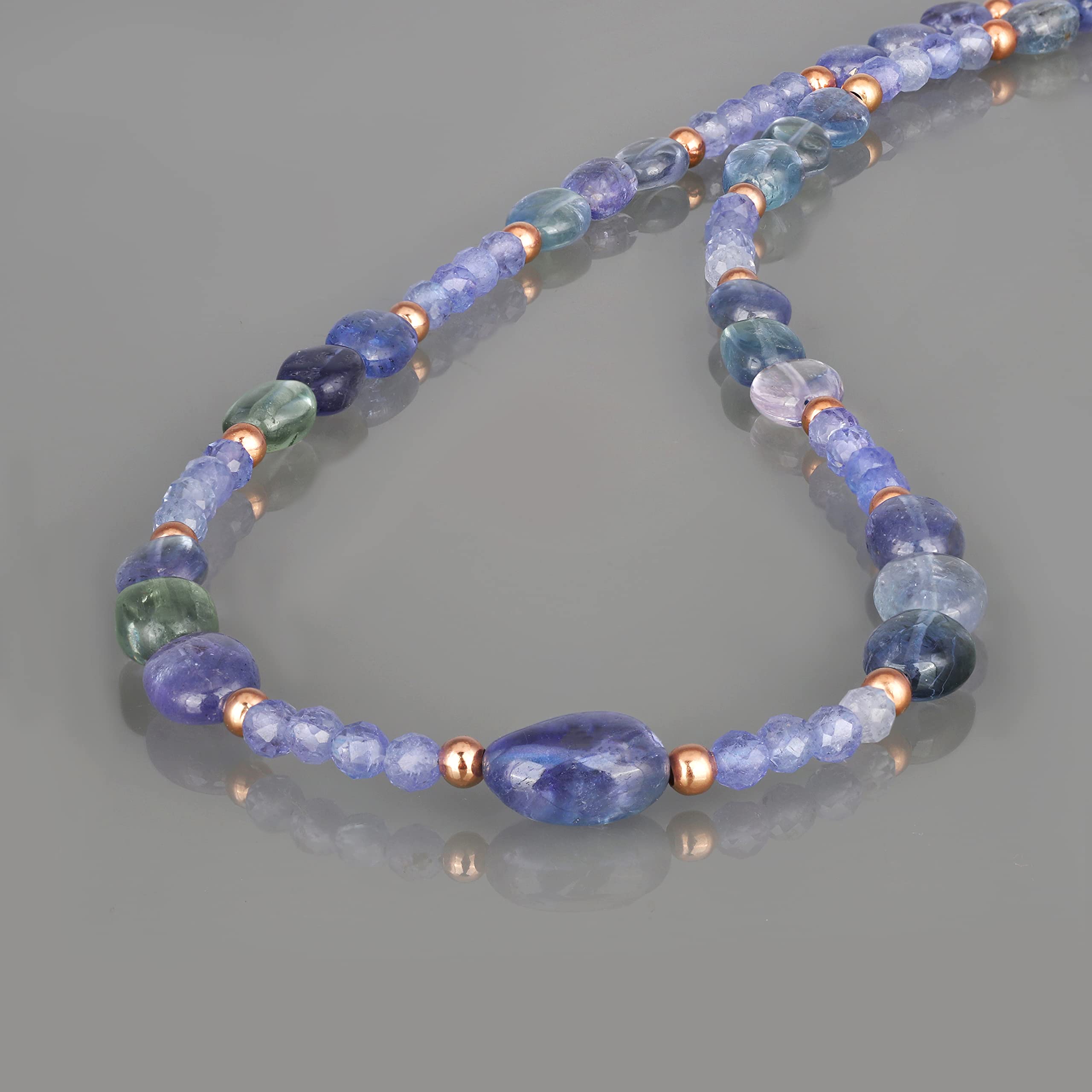 Tanzanite Gemstone Beaded Necklace for Women - Handmade Dainty Faceted Smooth Multicolor Natural Stone Chain Jewelry (45cm) | Perfect for Weddings, Parties & Everyday Elegance
