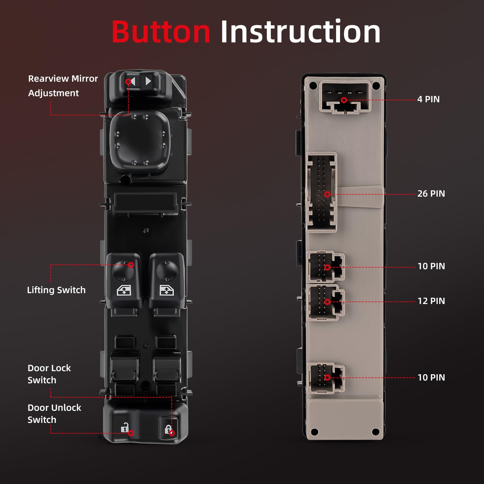 Power Window Switch Module - Front Left Driver Side Compatible with Chevy Silverado & GMC Sierra 1500/2500/3500 (2003-2007) - Replaces 920-023 & DWS-226 - Manual Door Lock Control - Perfect for Truck Window Repair & Maintenance