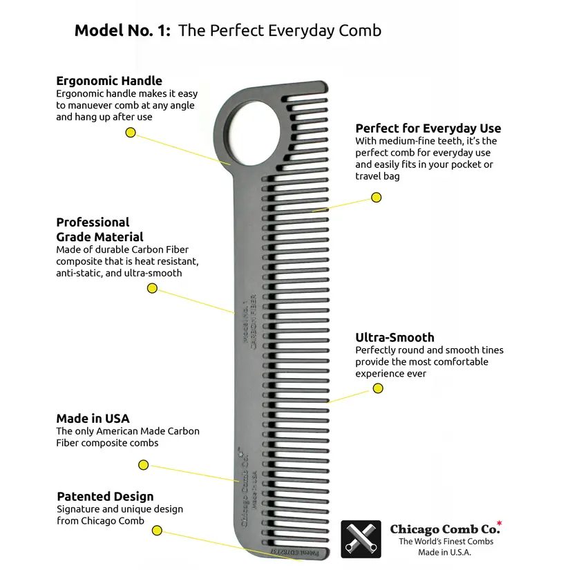 Chicago Comb Company - Premium Handmade Wooden Combs for Men & Women - Perfect for Hair Care, Styling & Travel