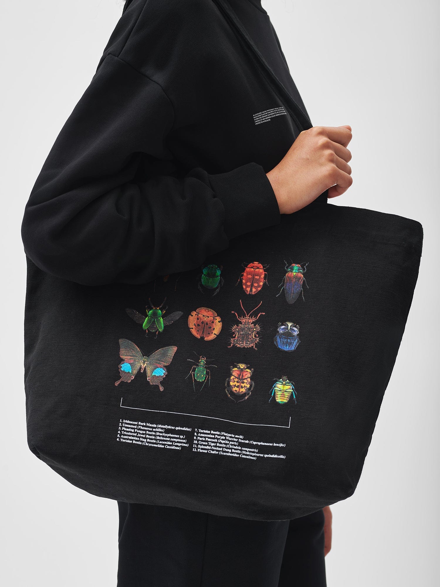 PANGAIA X Levon Biss Entomologist Tote Bag - Eco-Friendly Canvas Shoulder Bag for Women & Men, Black - Perfect for Grocery Shopping, Beach Trips & Daily Use