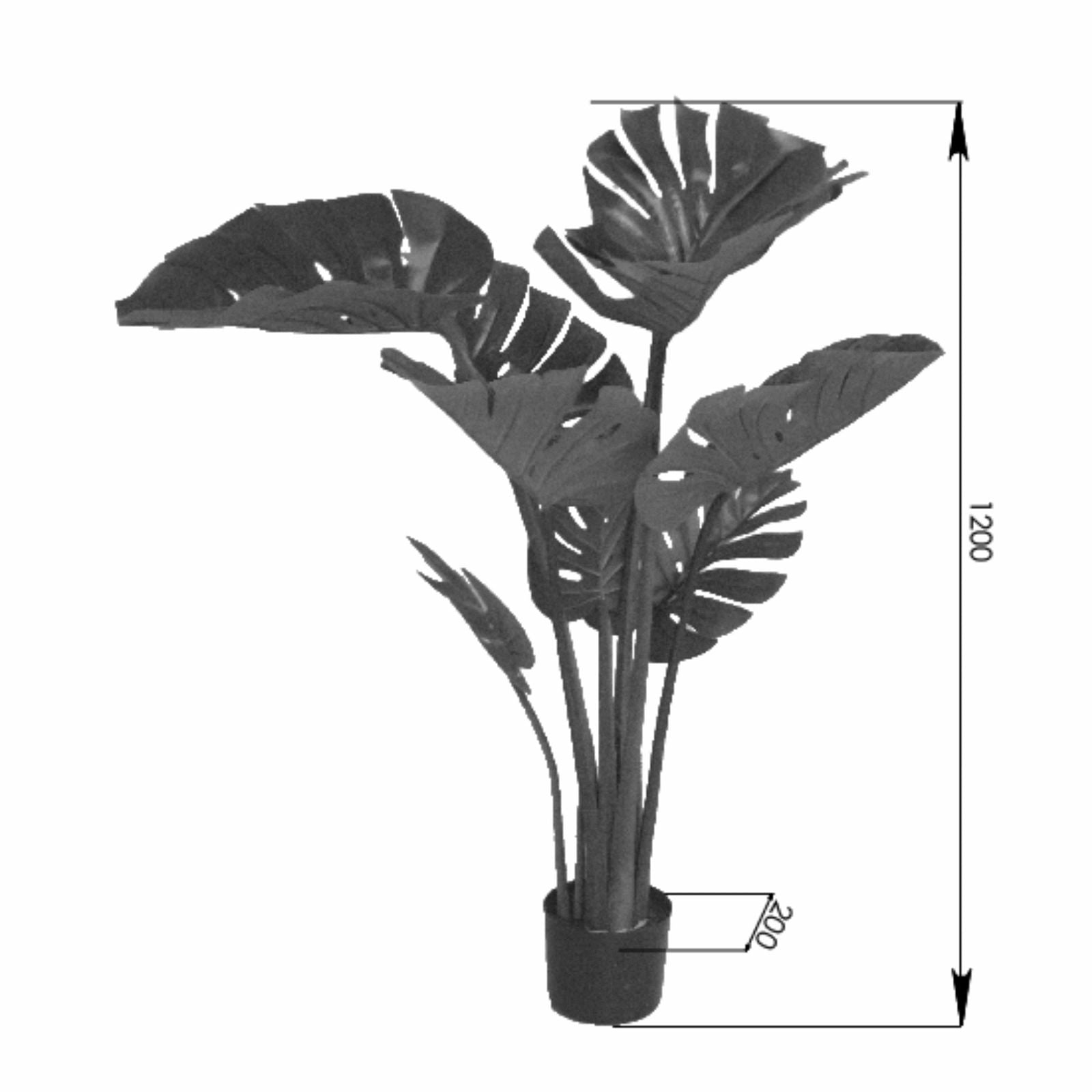 120cm Realistic Monstera Palm Artificial Plant by Criterion - Perfect for Home Office Decor, Living Room Greenery & Indoor Jungle Theme