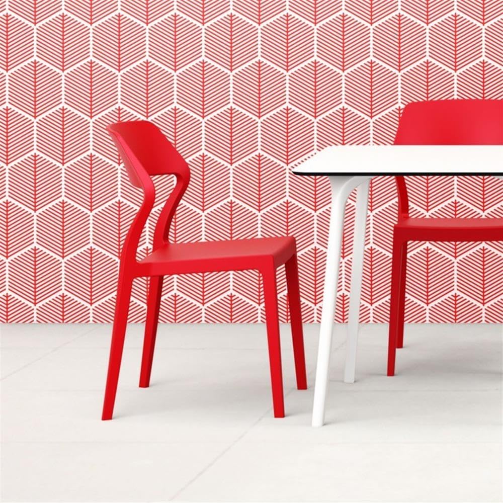 Premium Snow Patio Dining Chairs (Set of 2) - Weather-Resistant Red Outdoor Furniture for Garden, Poolside & Backyard Relaxation