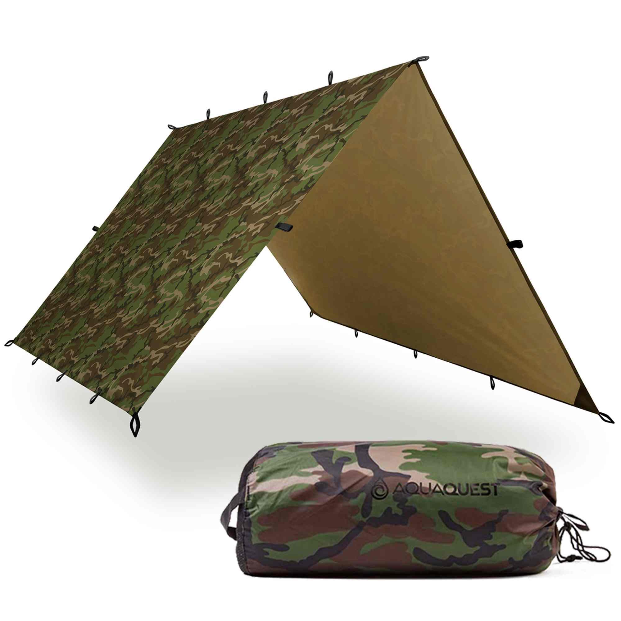 AquaQuest Safari Waterproof Camping Tarp - Ultra Lightweight & Durable Rain Fly Shelter for Hiking, Backpacking, Hammock - Perfect for Outdoor Adventures in All Weather Conditions