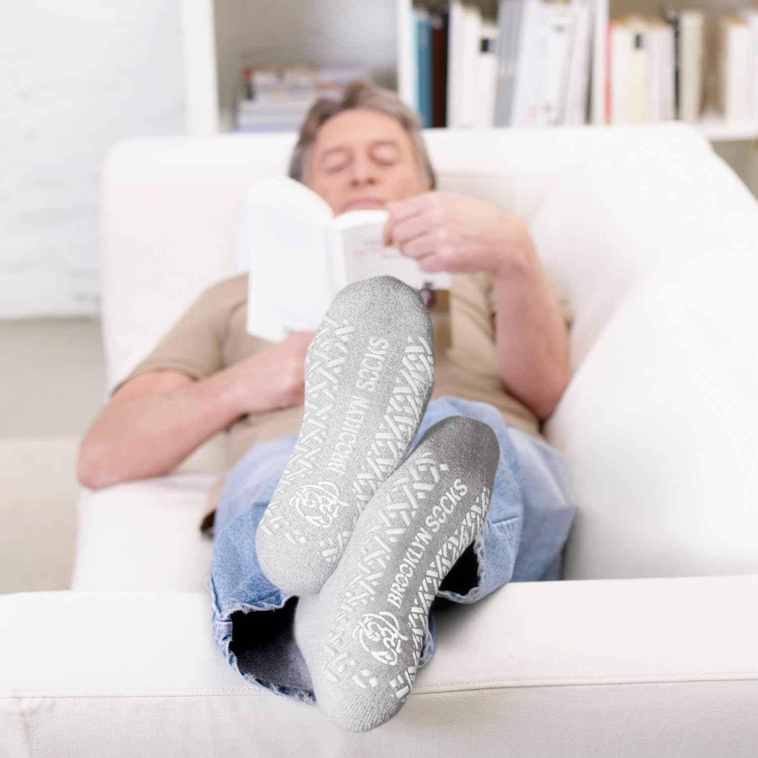 12 Pairs Men's Non-Slip Diabetic Cotton Quarter Socks - Breathable Therapeutic Socks with Non-Binding Top & Gripper Sole for Swollen Feet (Grey, Size 10-13) - Ideal for Daily Wear, Diabetes Care & Elderly Comfort
