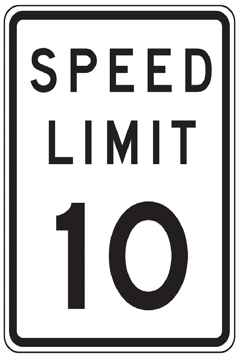 10 MPH Speed Limit Sign - Durable Weatherproof Metal Road Warning Sign for Indoor & Outdoor Use - 12