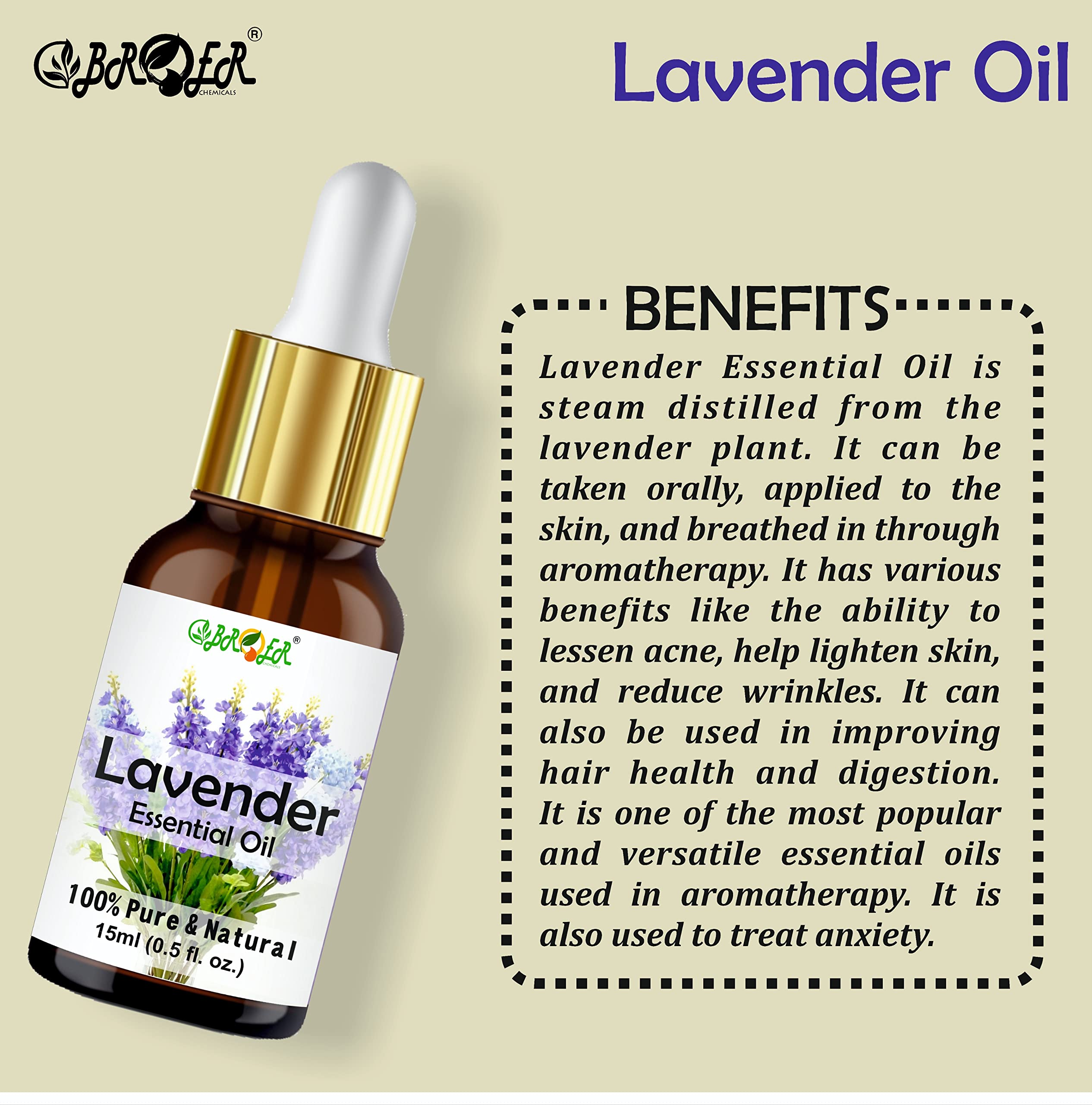 BROER 100% Pure Lavender & Ylang Ylang Essential Oil Set - 15ml Each, Undiluted Natural Aromatherapy Oils for Skin Care, Hair Growth & Relaxation - Perfect for Diffusers, Massage & DIY Beauty Products (2 Pack, 30ml Total)