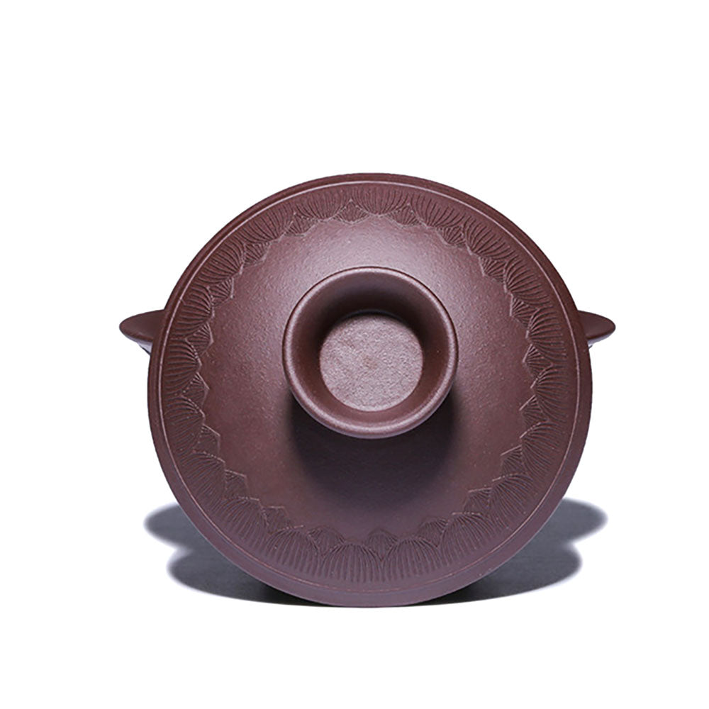 Yixing Purple Clay Heart Sutra Gaiwan - Chinese Ceramic Tea Set for Gongfu Brewing, Perfect for Meditation & Zen Tea Ceremony