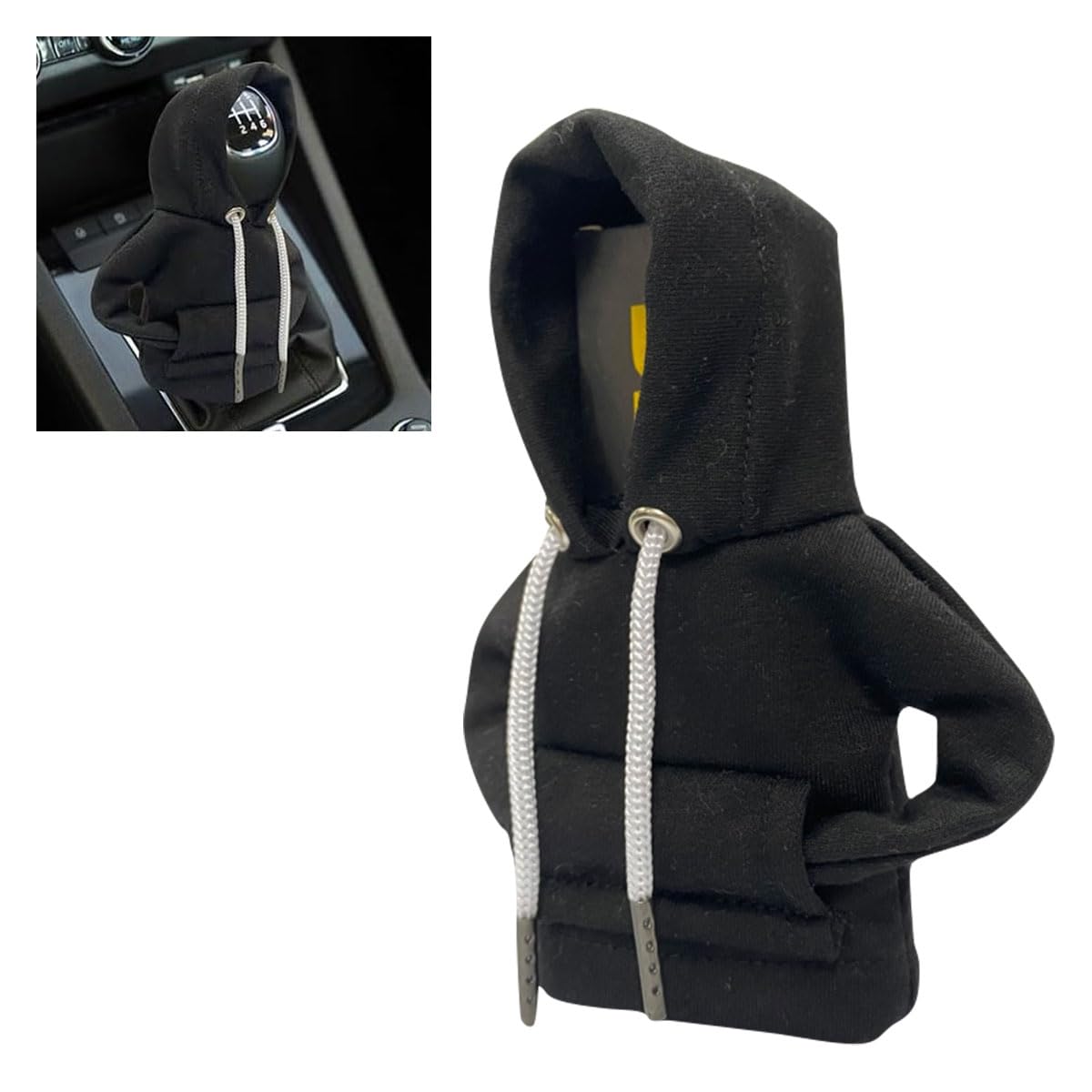 Universal Car Gear Shift Cover - Fashionable Hoodie Style Shift Knob | Mini Hoodie Car Shifter Accessory | Cute Automotive Interior Decor for Sedans & SUVs | Perfect for Road Trips & Daily Commute - Black