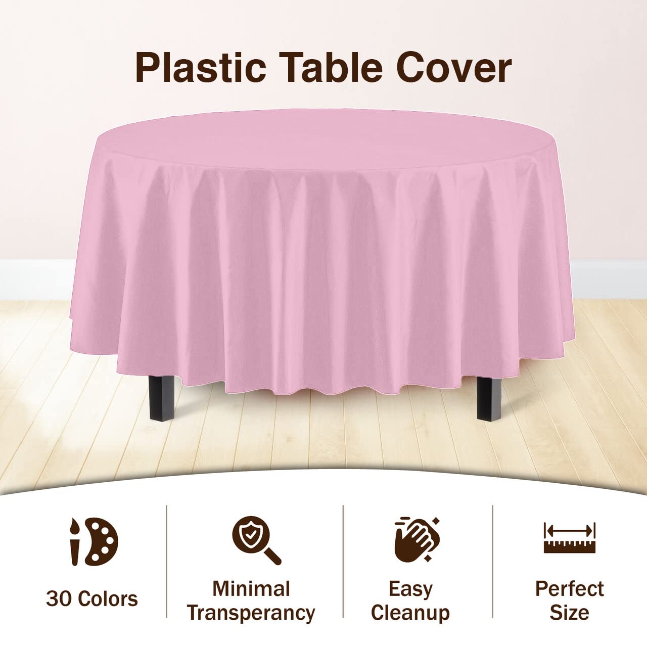 Premium 12-Pack Pink Plastic Tablecloths 84