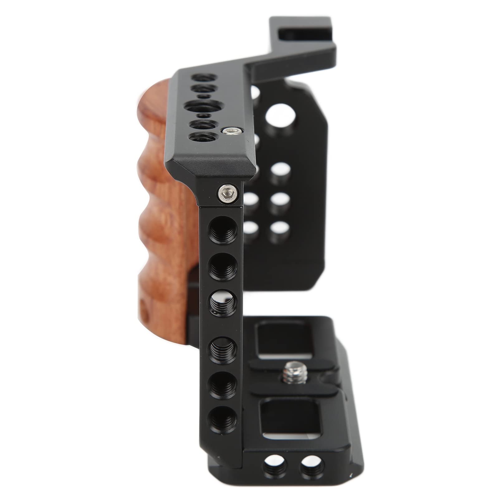 ZV E10 Camera Cage - Aluminum Alloy Video Rig with Wooden Handle | Professional DSLR Mount Bracket for Sony ZV-E10 | Perfect for Vlogging, YouTube Filming & Cinematic Shots