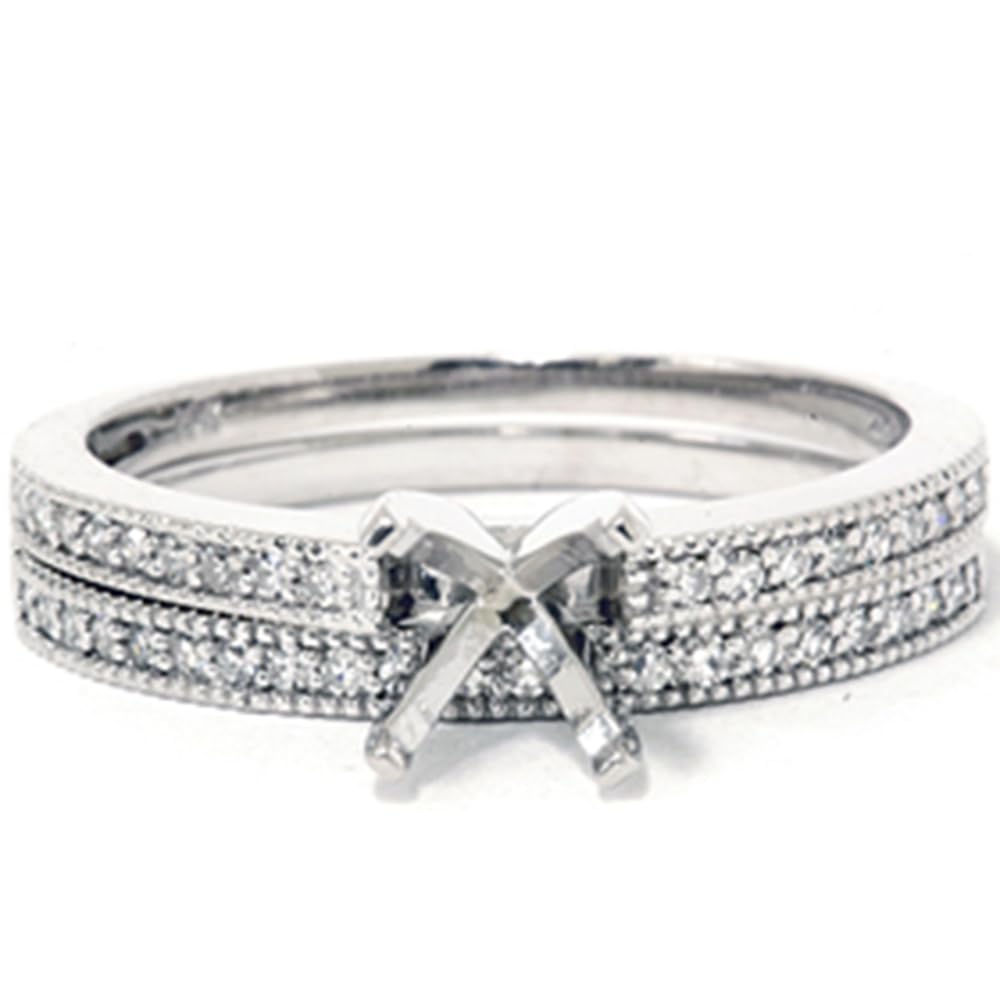 1/4 Carat Diamond Engagement Wedding Ring Semi Mount Set in 14K White Gold - Perfect for Proposals, Anniversaries & Bridal Jewelry