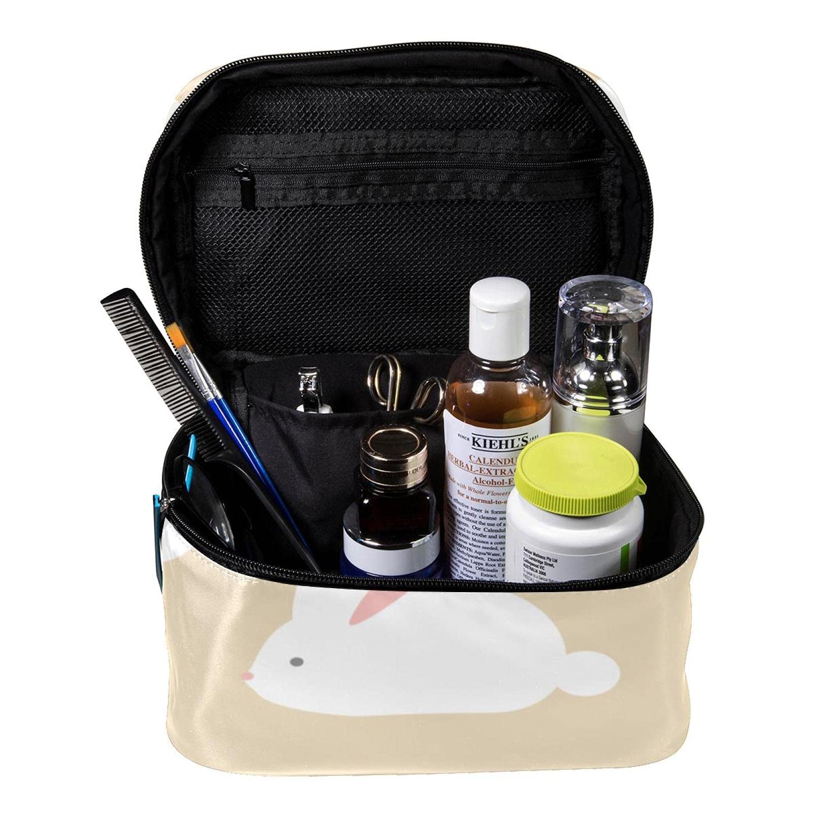 Cute Bunny Rabbit Makeup Bag for Women & Girls - Large Travel Cosmetic Organizer with Zipper - Perfect for Toiletries, Brushes & Beauty Essentials - Ideal for Travel, Gym & Daily Use