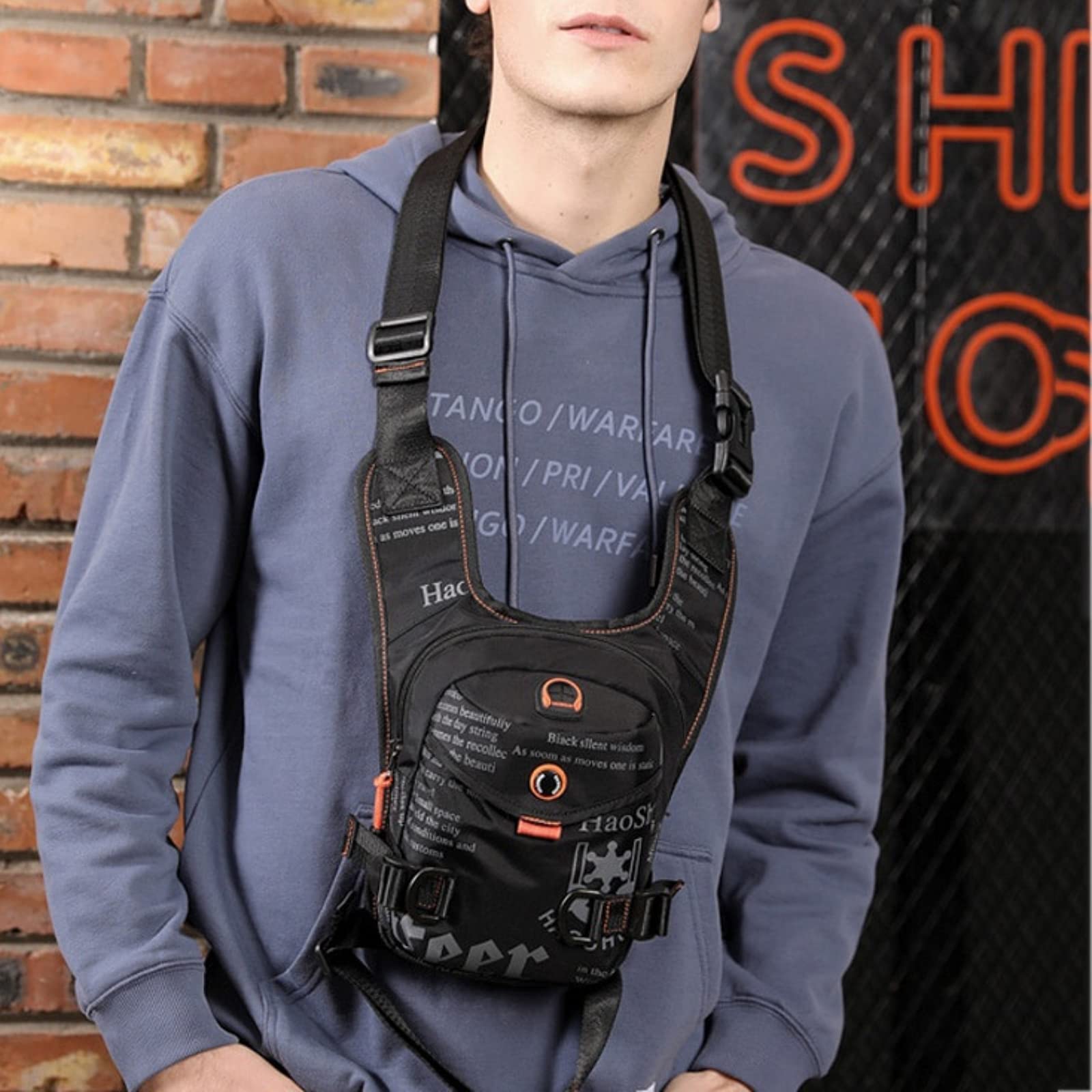 Waterproof Nylon Drop Leg Bag for Men - Adjustable Waist Fanny Pack, Hip Bum Belt Bag - Perfect for Motorcycle Riding, Travel, Hiking & Outdoor Activities