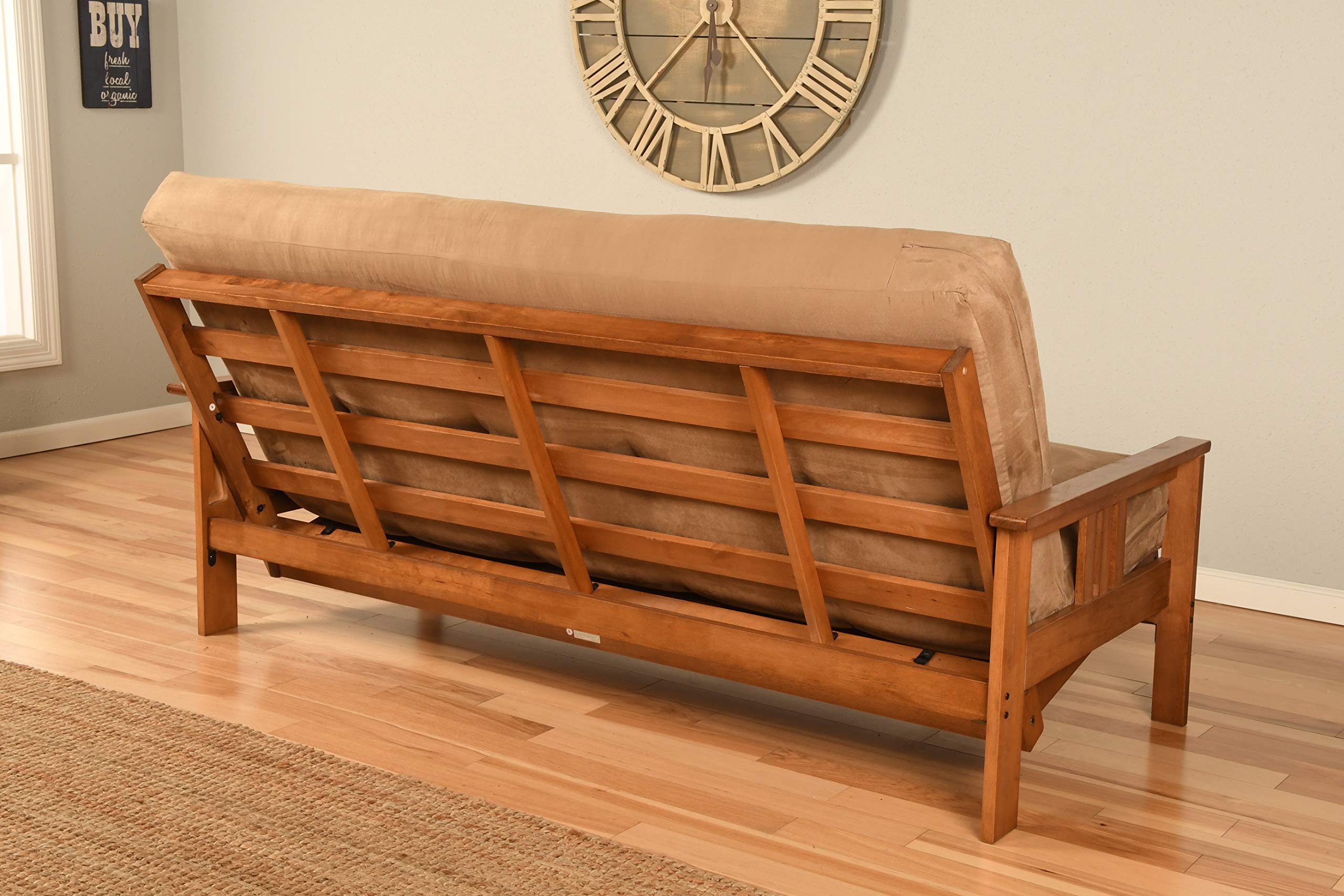 Kodiak Furniture Monterey Futon Set with Storage Drawers - Barbados Base & Navy Suede Mattress | Space-Saving Sleeper Sofa for Small Apartments, Guest Rooms & Dorm Living