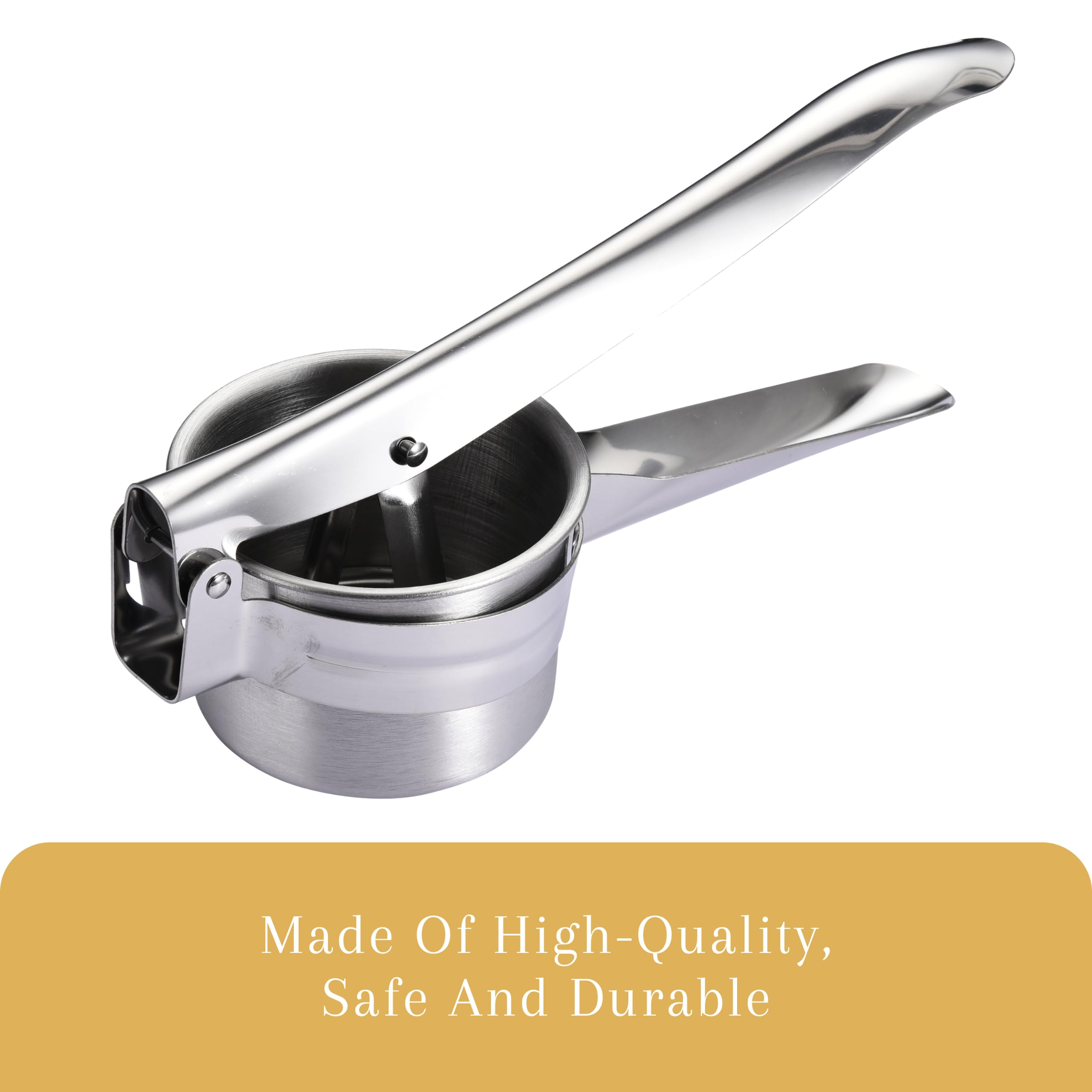 2LB Heavy Duty Potato Ricer with 3 Interchangeable Discs - Professional Potato Masher & Spaetzle Press - Perfect for Making Puree, Baby Food, Murukku & Mashed Potatoes - Durable Kitchen Gadget for Home Cooking & Meal Prep - Silver