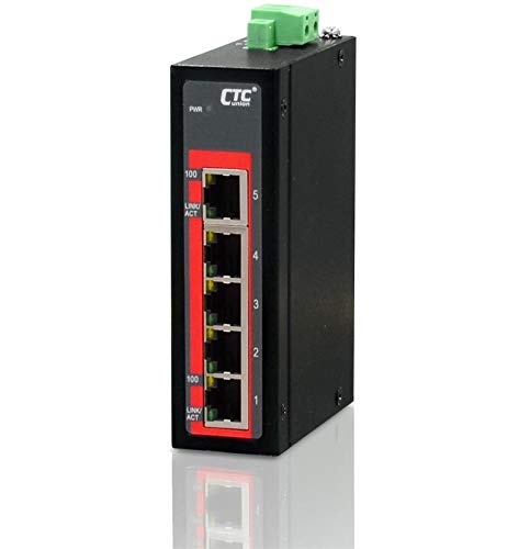 IFS-500C 5-Port Industrial Ethernet Switch | 10/100Base-TX Fast Network Switch | DIN Rail Mount | Compact Design for Factory Automation & Harsh Environments